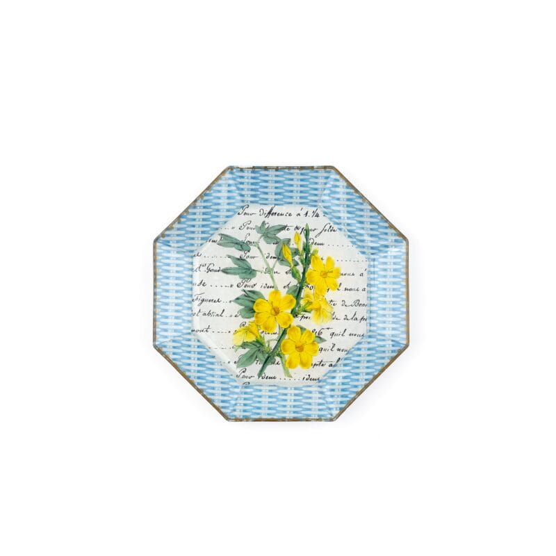 Idée Art Exclusive. Glass Decorative Plate with Flower Illustration. Medium Size