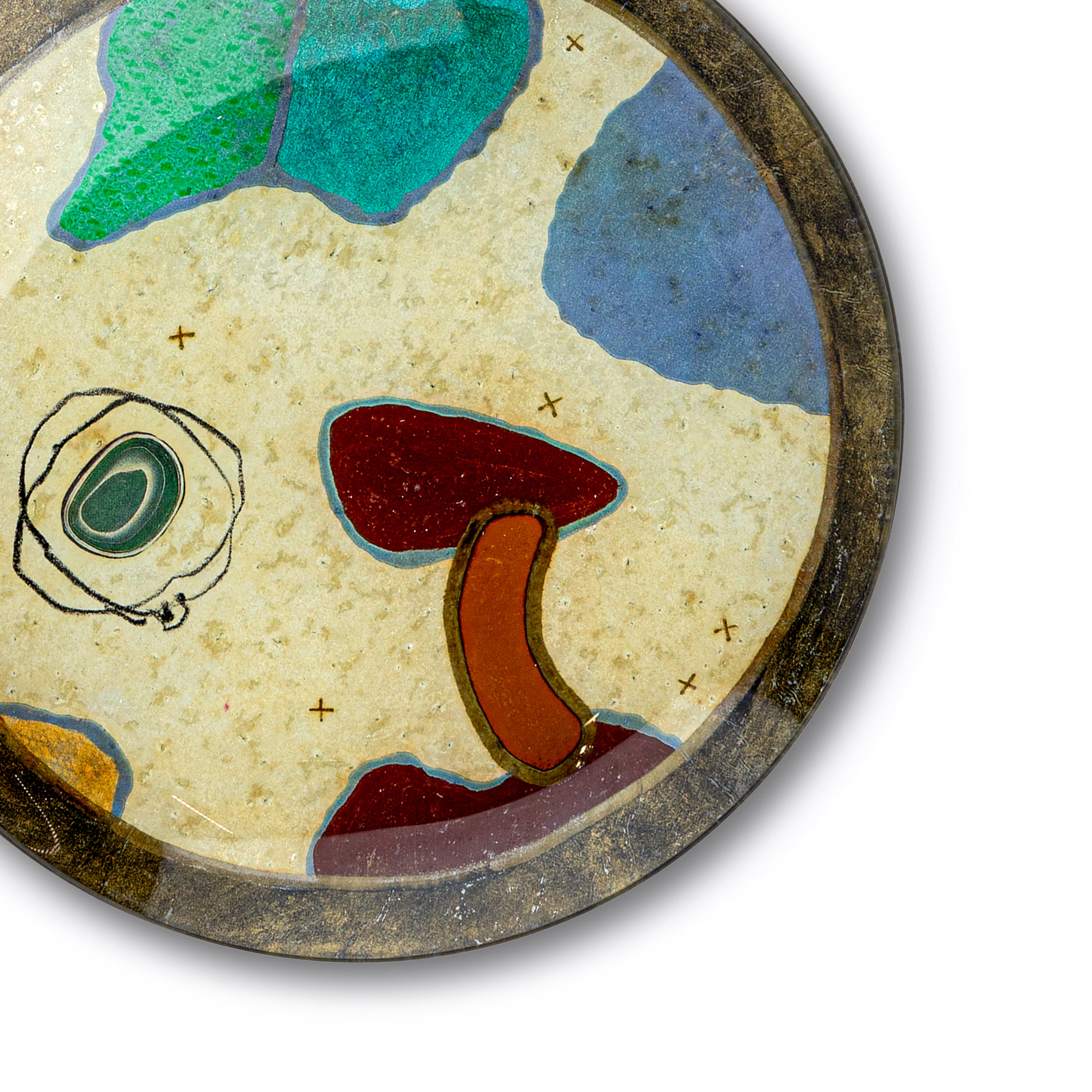 Idée Art Exclusive. Glass Decorative Plate with Abstract Design. Medium Size