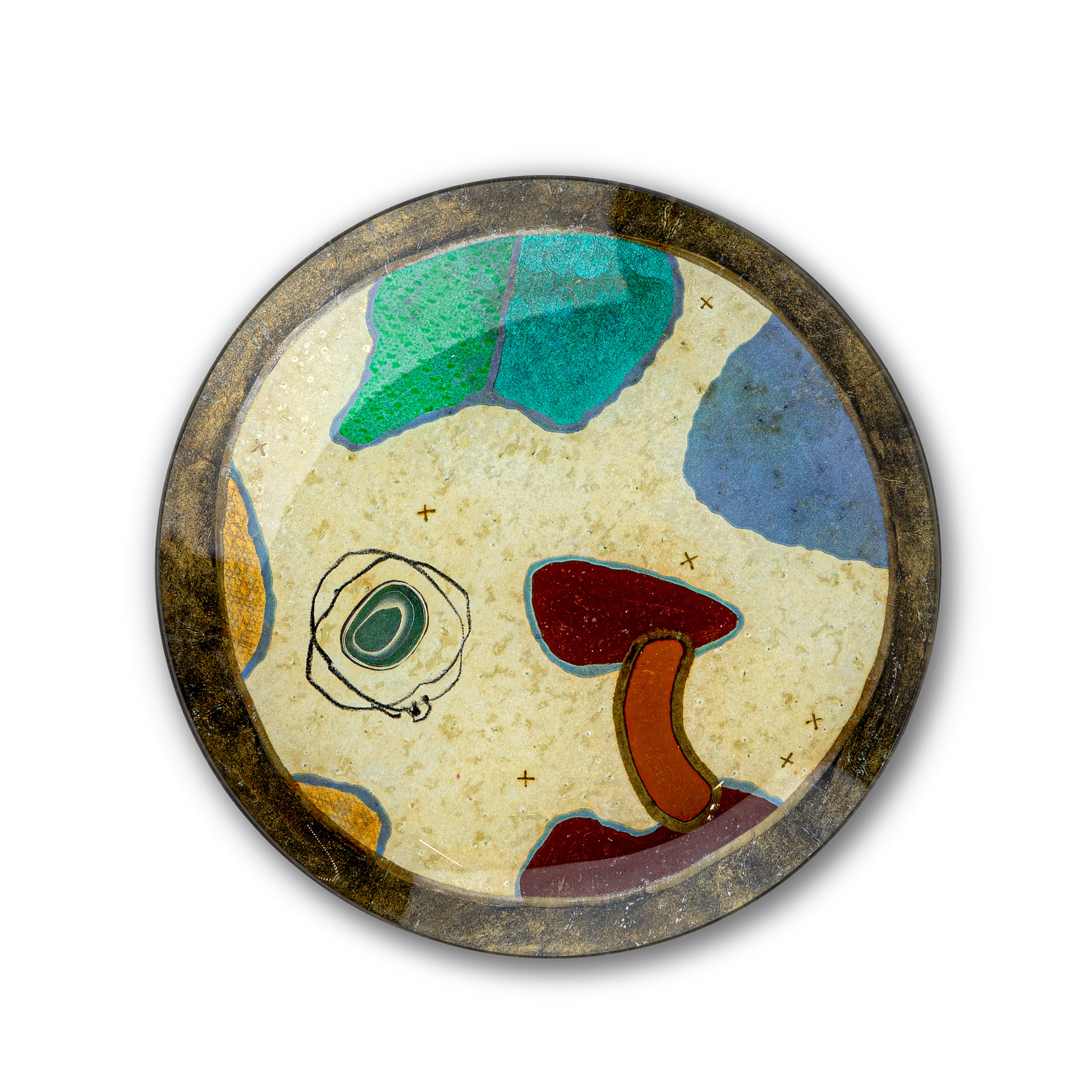 Idée Art Exclusive. Glass Decorative Plate with Abstract Design. Medium Size