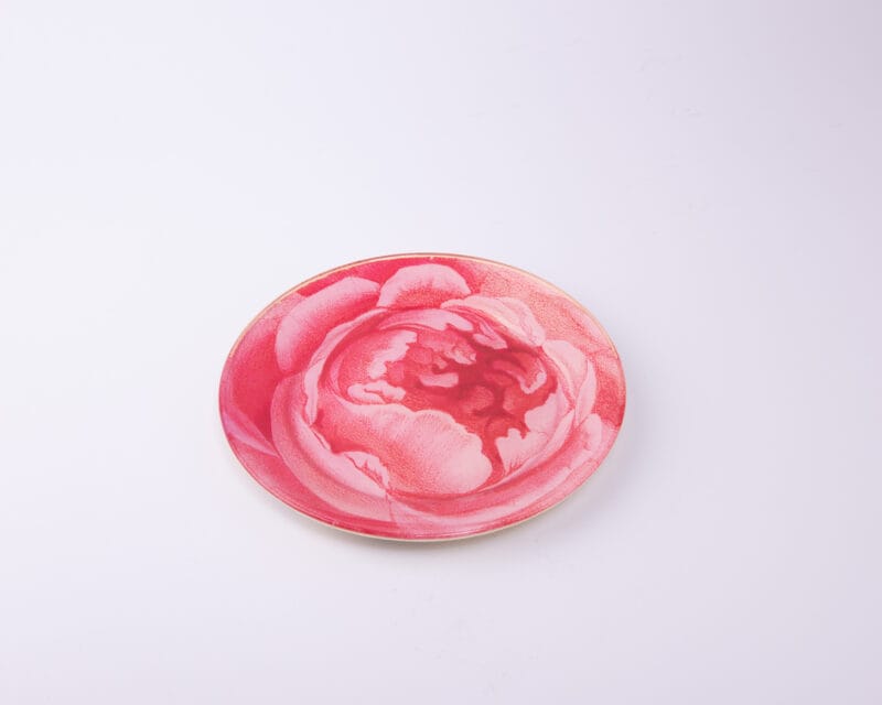 Idée Art Exclusive. Glass Decorative Plate with Roses Illustration. Small Size