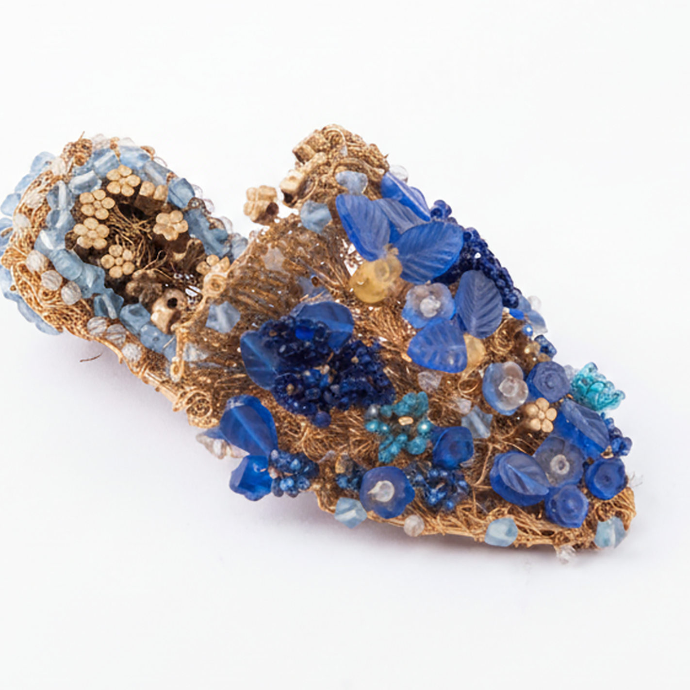 Idée Art Exclusive. Shoe Shaped Figurine Studded with Blue Swarovski. Small Size