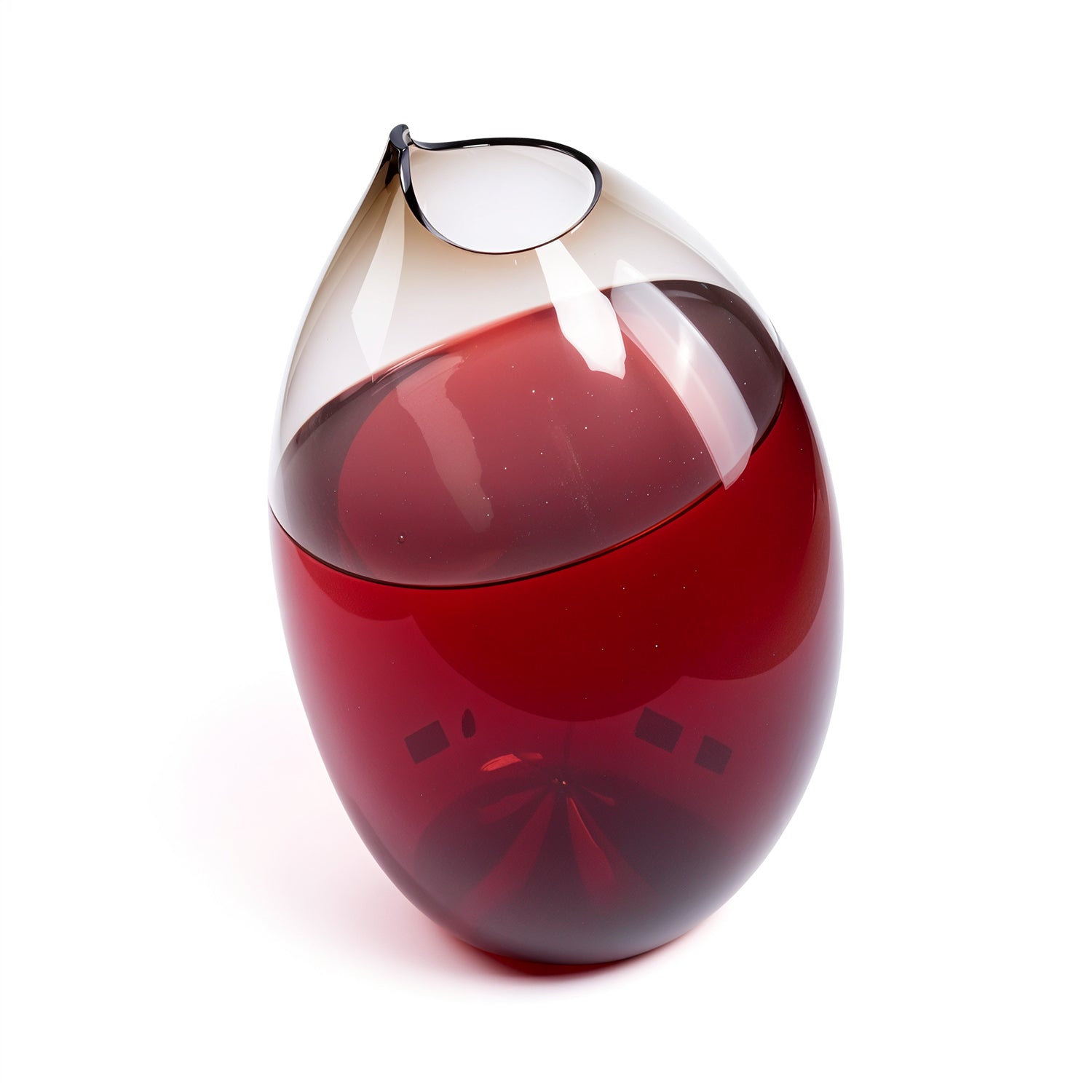 Idée Art Exclusive. Blown Glass Red Vase. Large Size