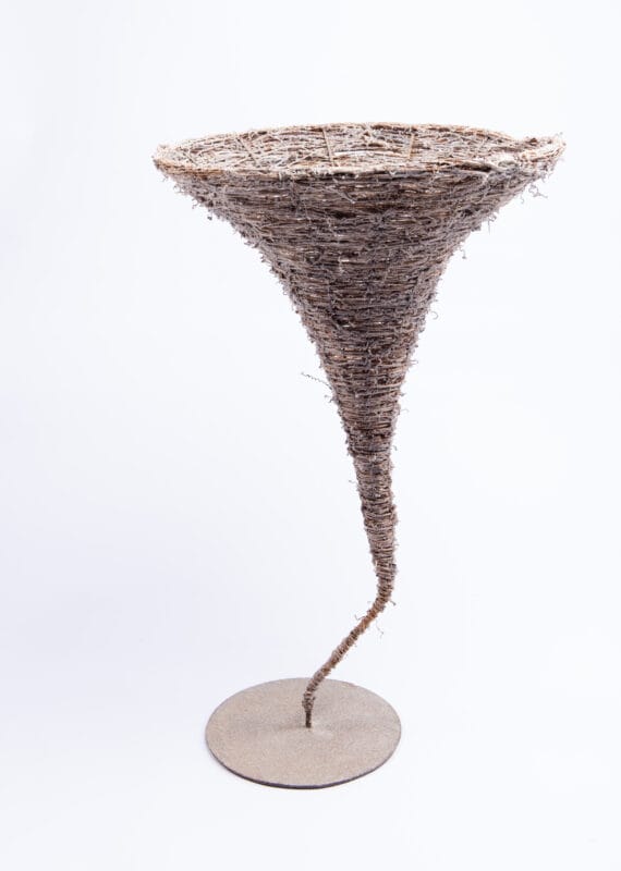 Idée Art Exclusive. Twig Vase With Metal Base and Curved Edge.