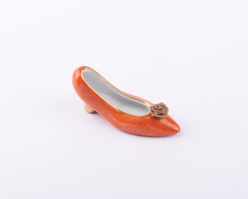 Idée Art Exclusive. Porcelain Orange Shoe Shaped Figurine. Small Size