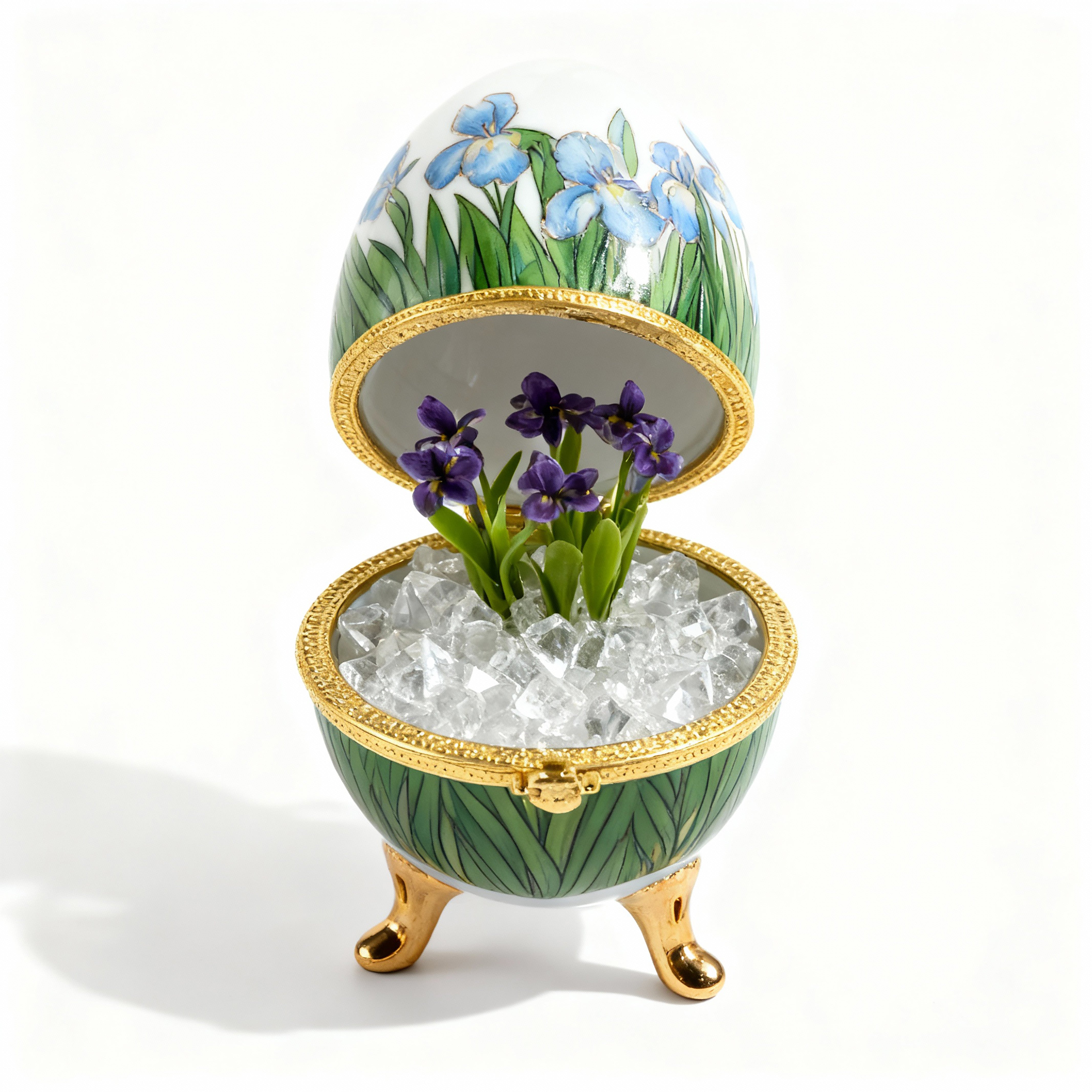 Idée Art Exclusive. Hand Painted Souvenir Box in an Egg Shape. Small Size