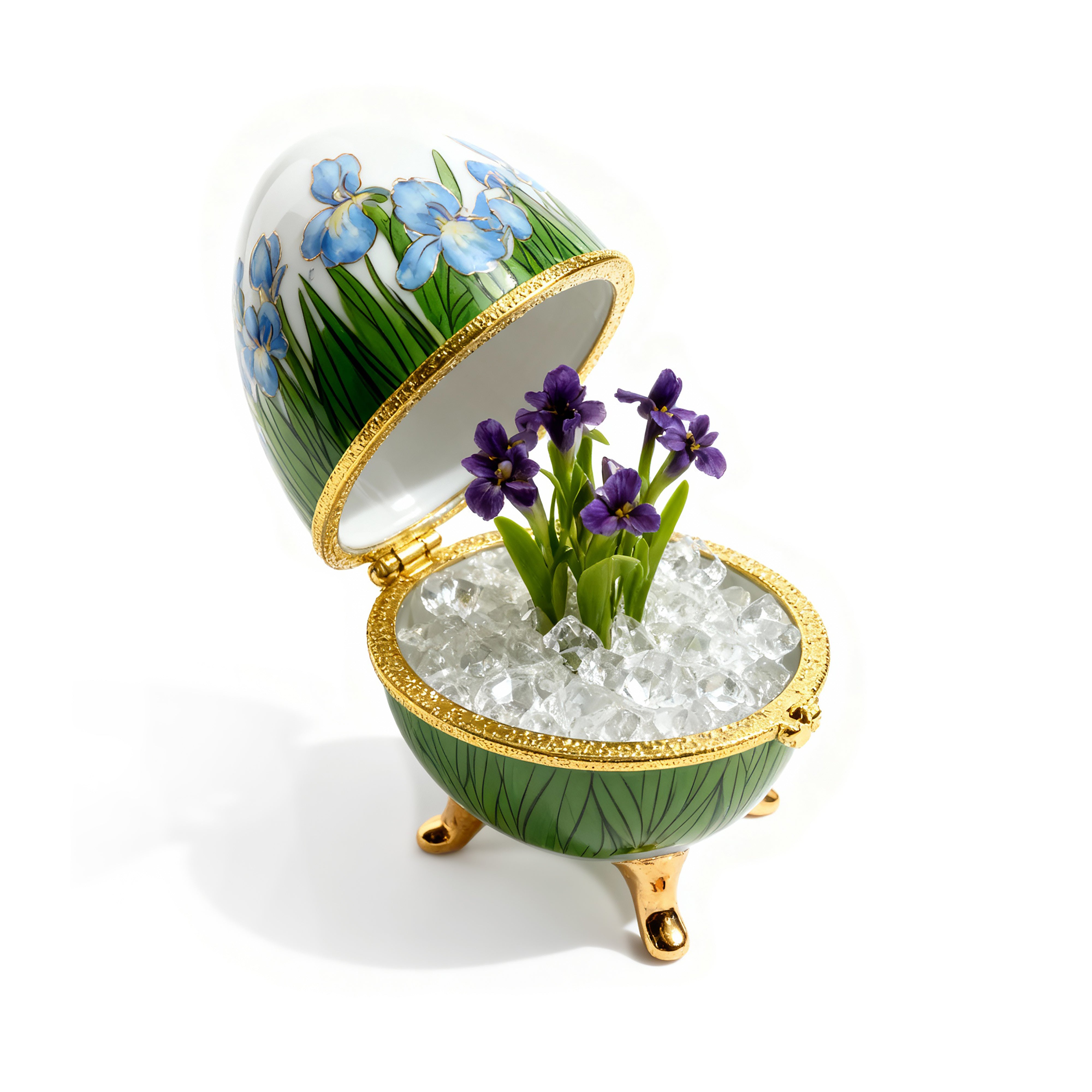 Idée Art Exclusive. Hand Painted Souvenir Box in an Egg Shape. Small Size