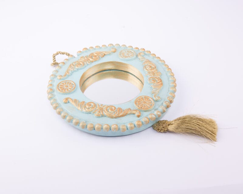 Idée Art Exclusive. Round Blue Porcelain Wall Mirror. Medium Size