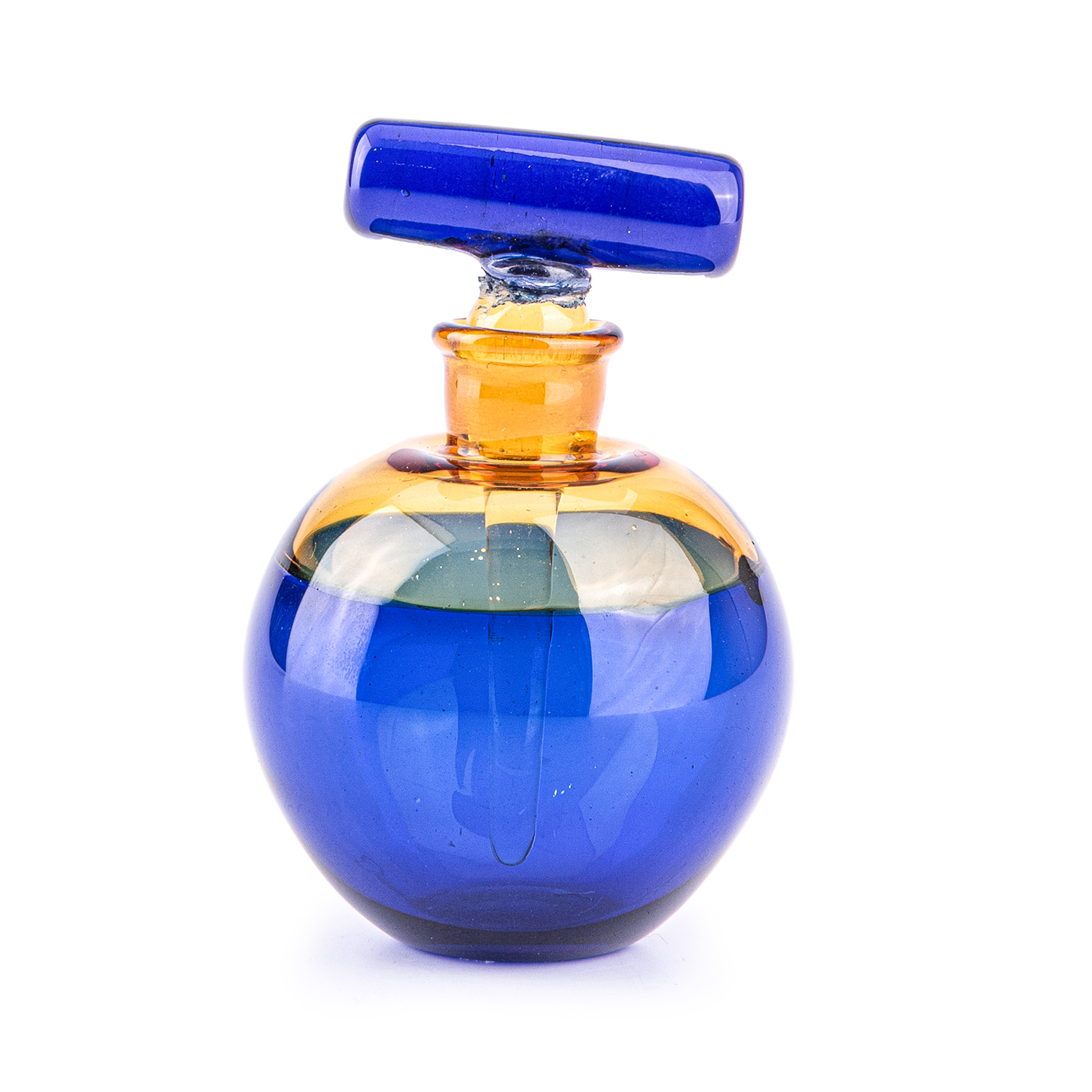 Idée Art Exclusive. Blue Murano Glass Perfume Bottle Rounded Shape. 50 ml