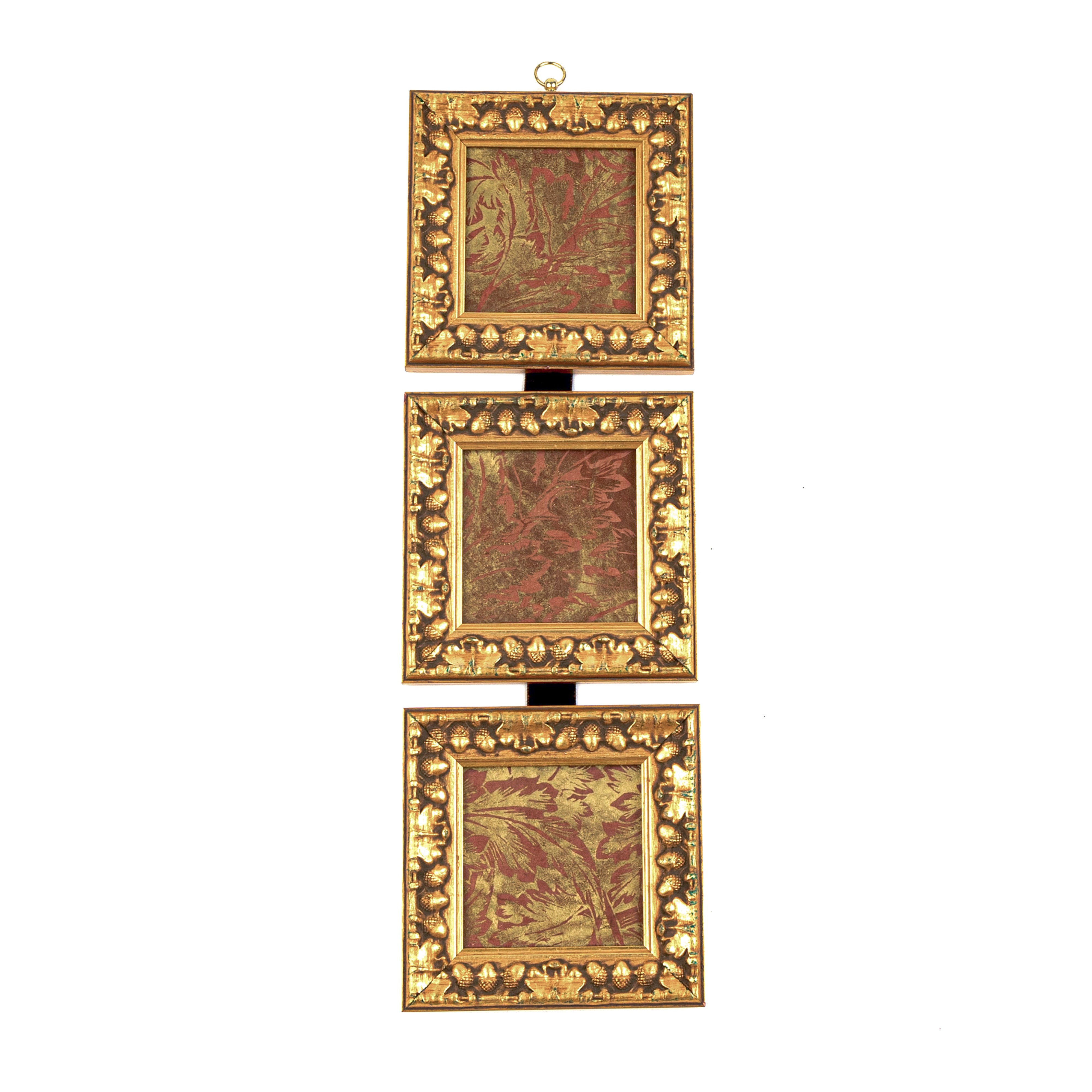 Idée Art Exclusive. Set of 3 Gold Wall-Hanging Picture Frame with Acorns Pattern.