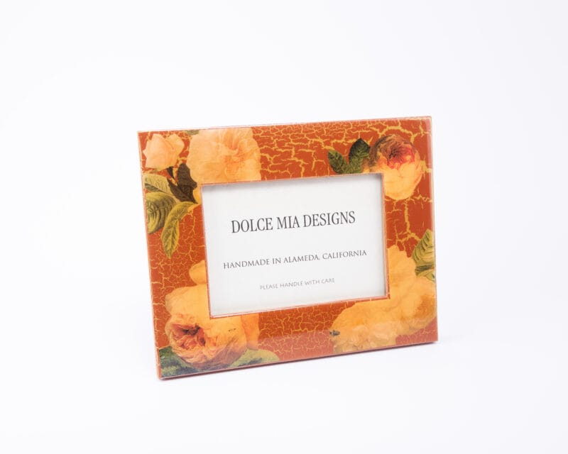 Idée Art Exclusive. Amber Picture Frame Designed with Flowers. Large Size