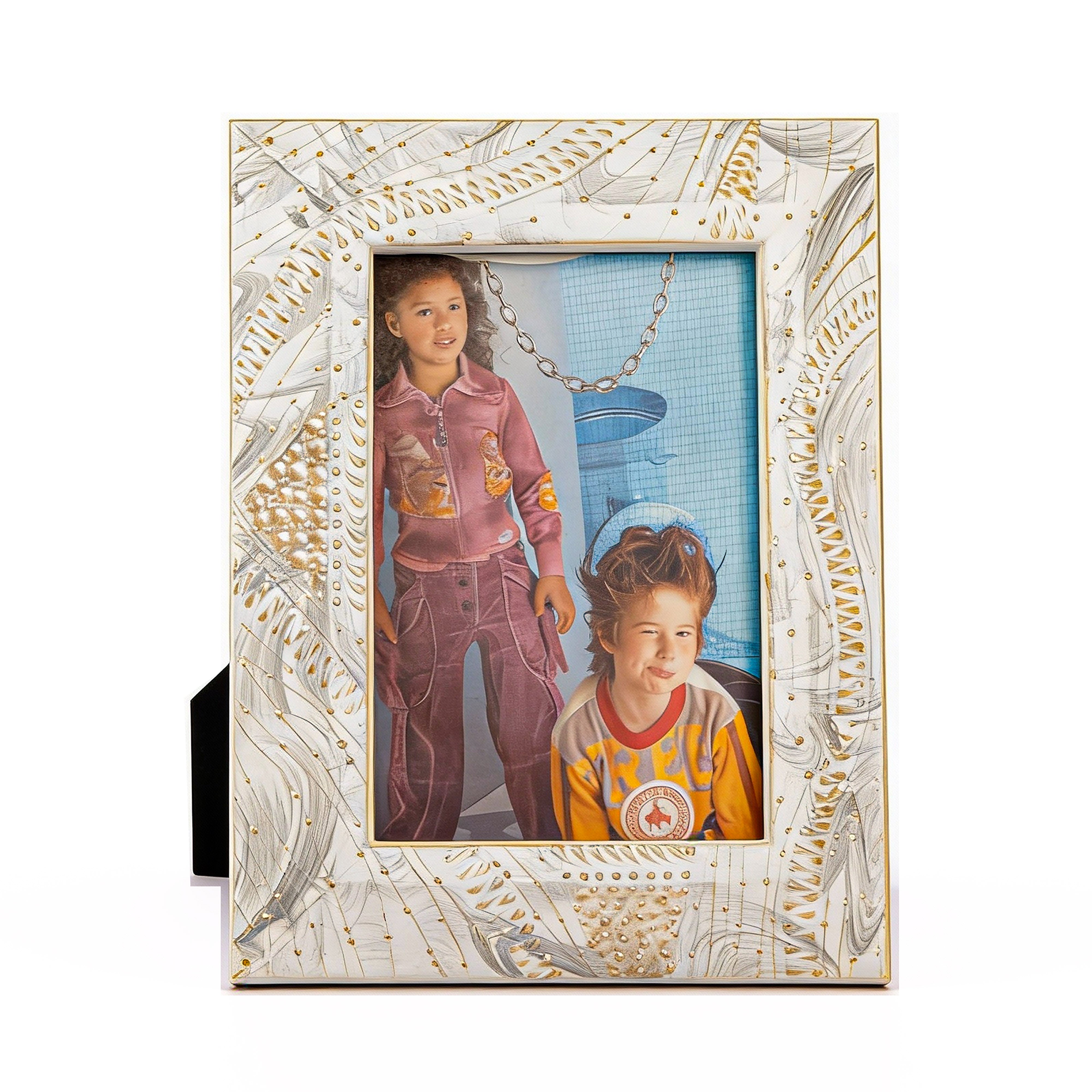 Idée Art Exclusive. White and Grey Wooden Picture Frame. Medium Size