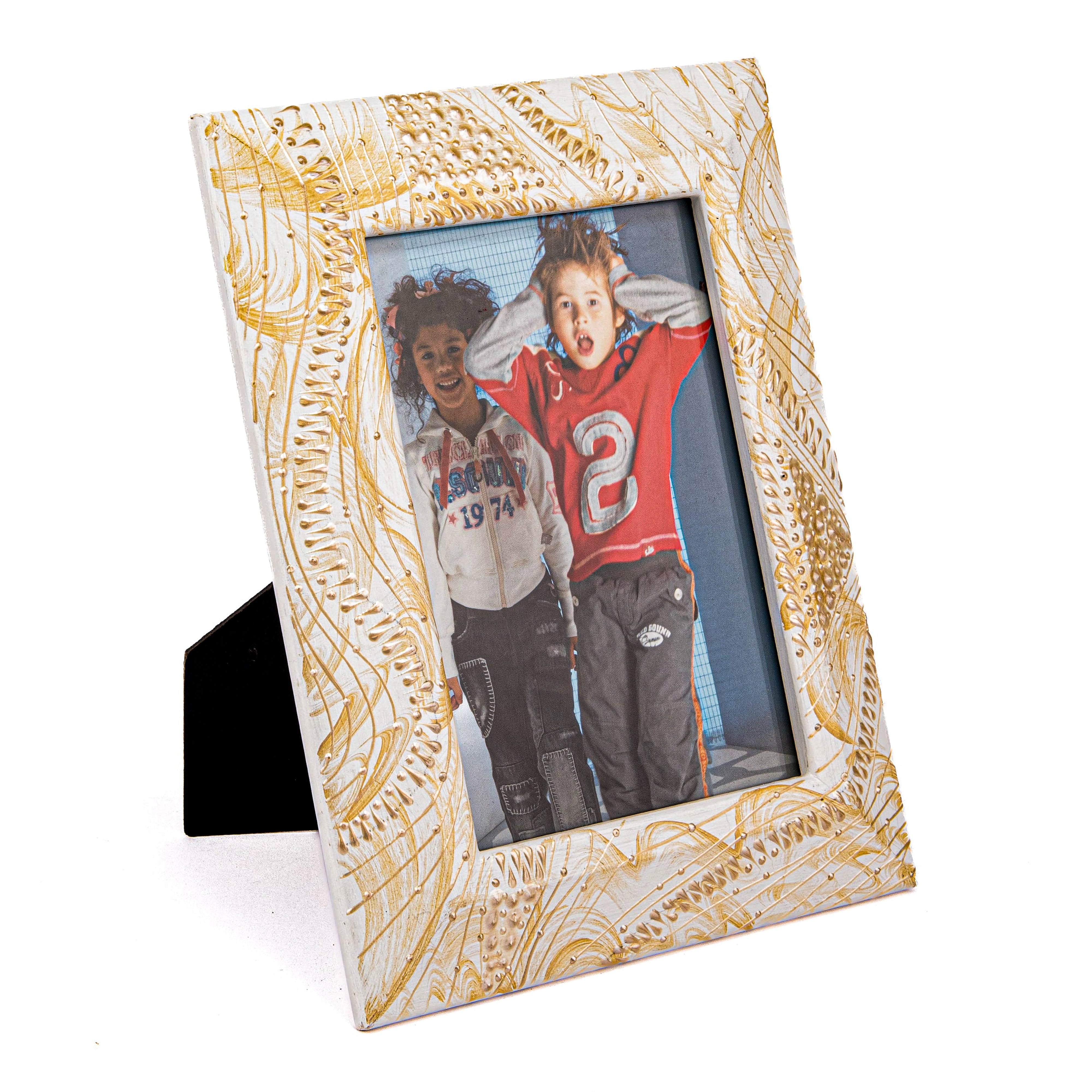 Idée Art Exclusive. White and Beige Wooden Picture Frame. Medium Size