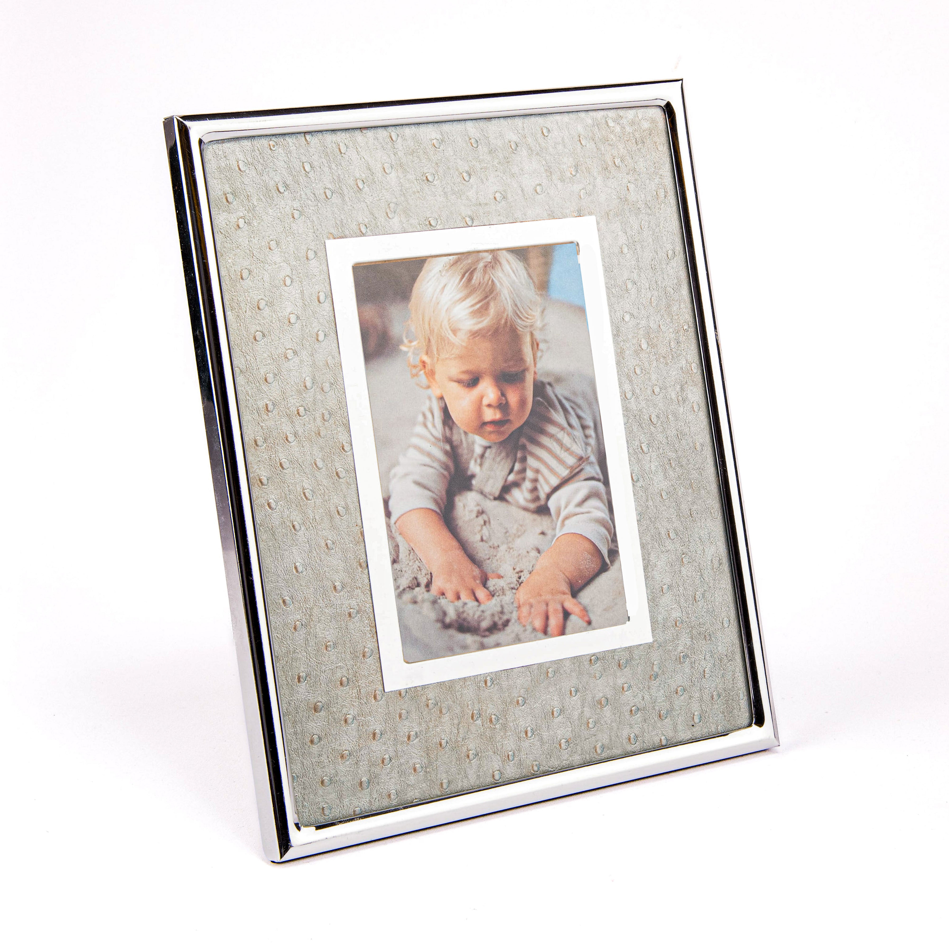 Idée Art Exclusive. Grey Leather Picture Frame. Large Size