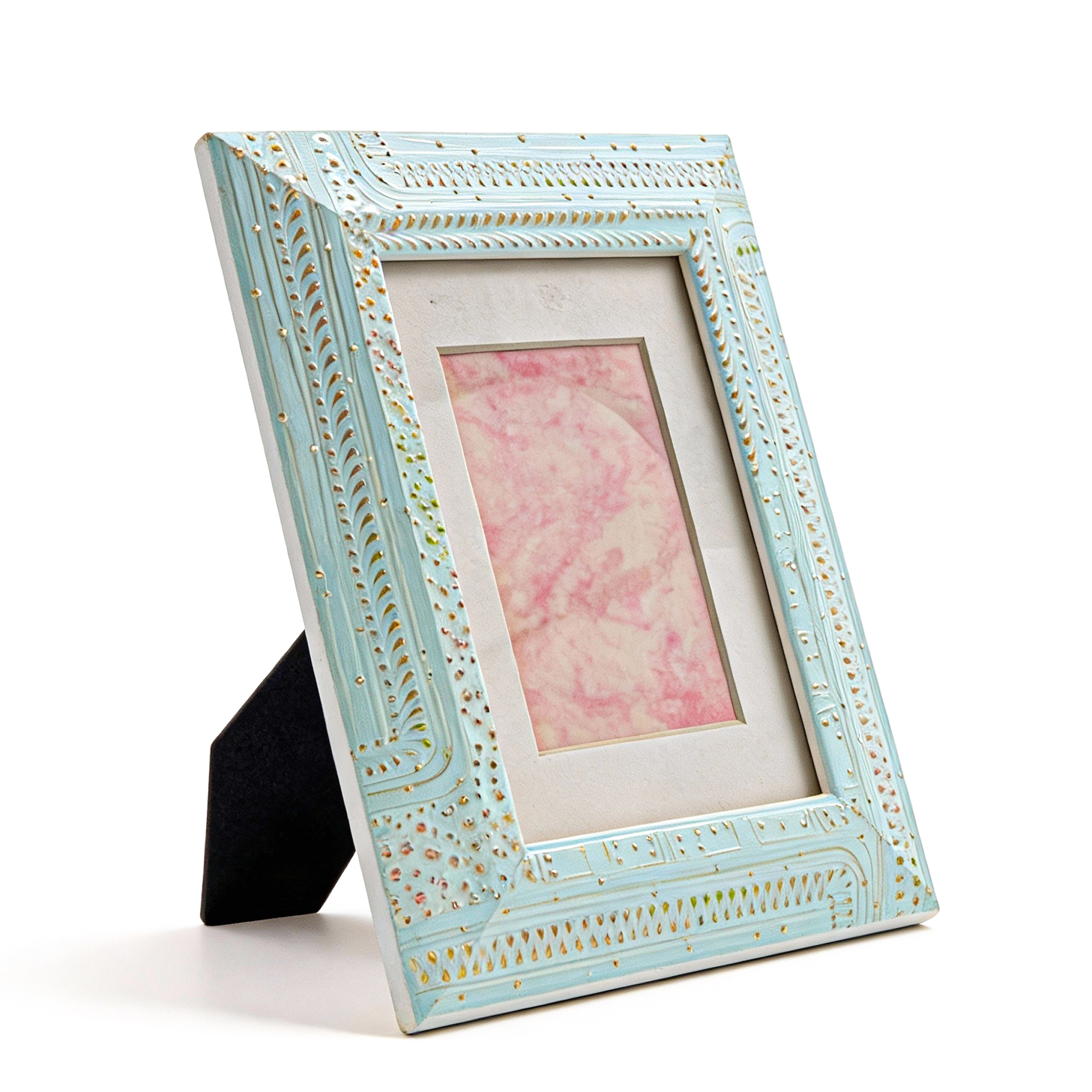 Idée Art Exclusive. Blue Rectangular Wooden Photo Frame. Medium Size