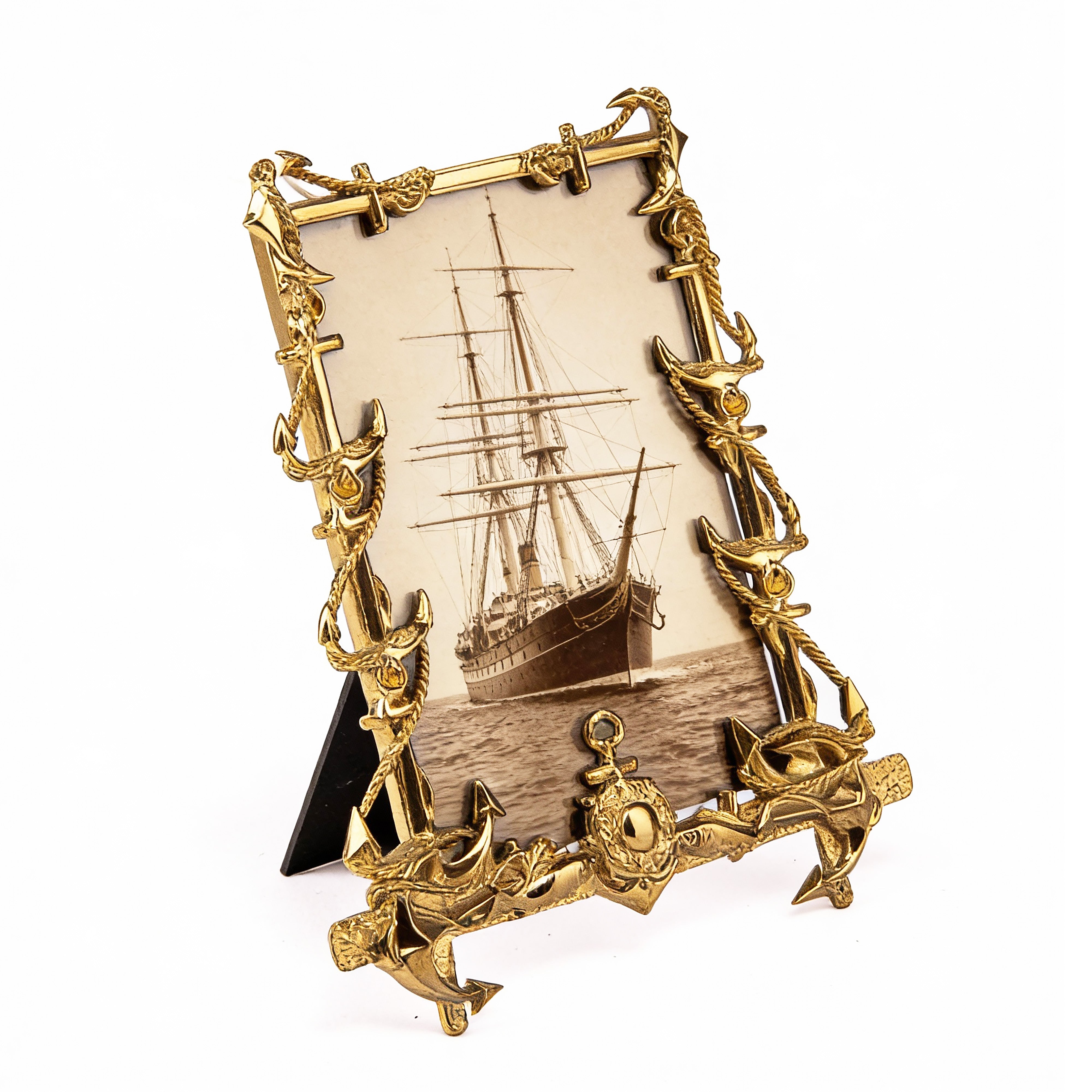 Idée Art Exclusive. Gold Picture Frame Designed with Anchors. Medium Size