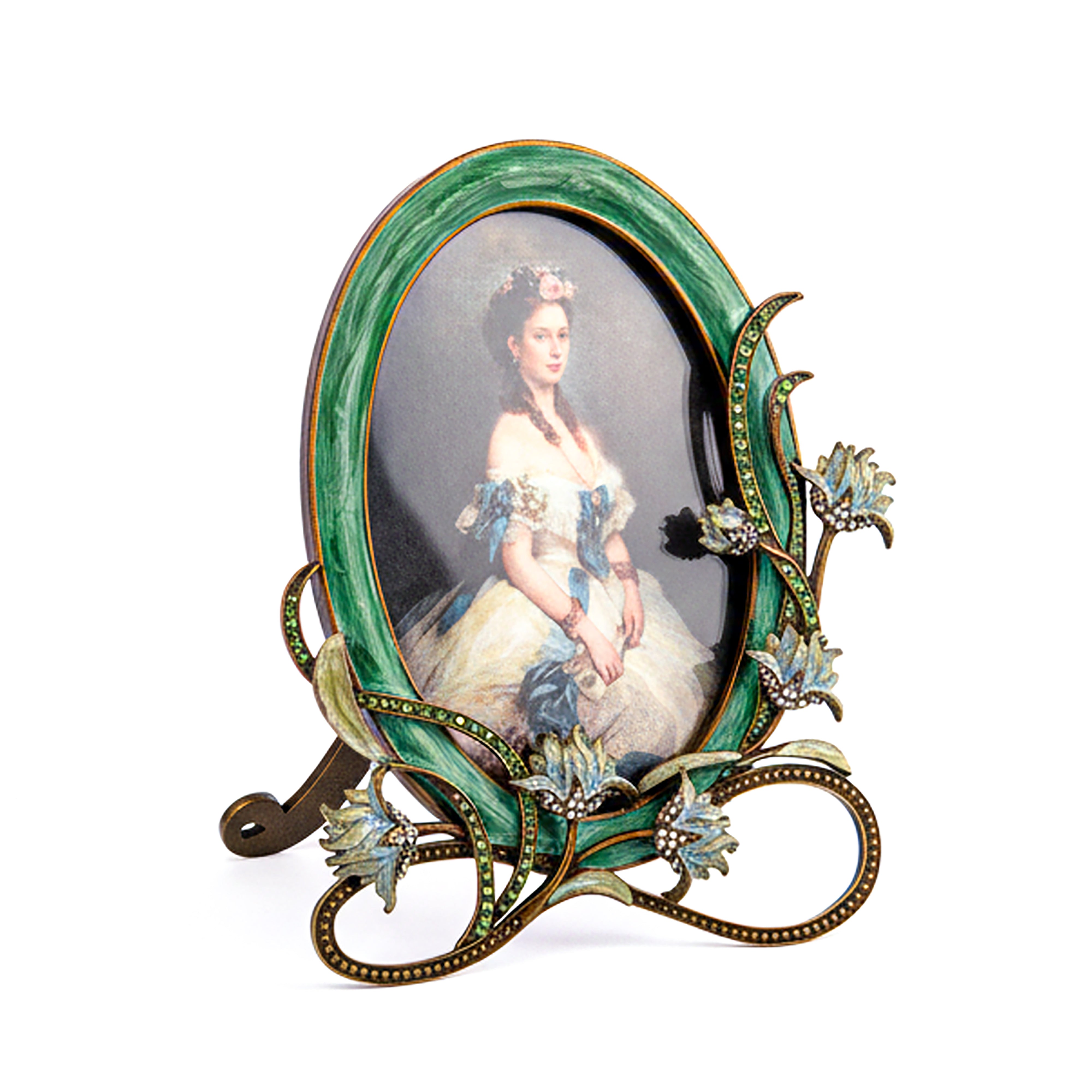 Idée Art Exclusive. Green Picture Frame Studded with Swarovski. Medium Size