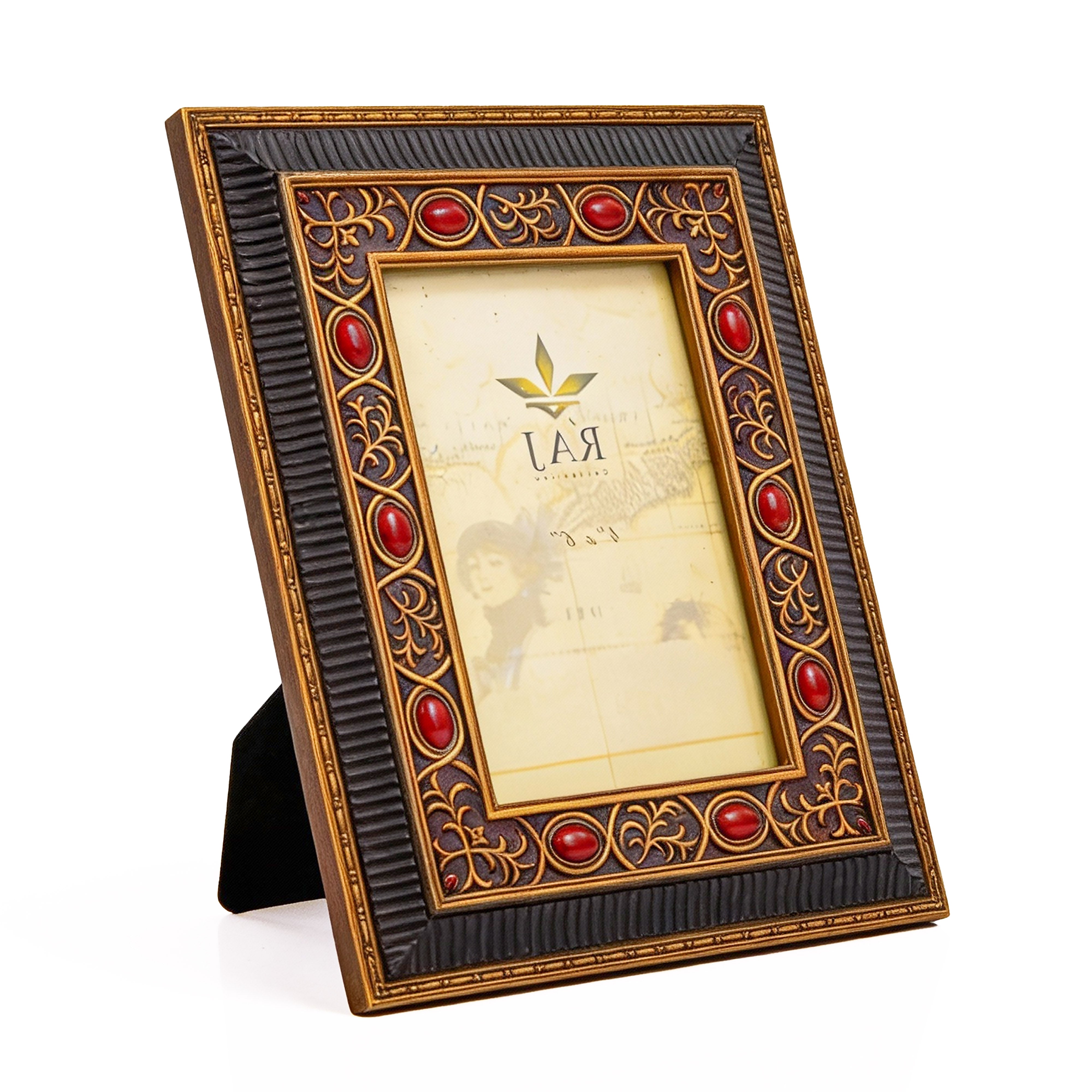 Idée Art Exclusive. Picture Frame Studded with Red Stones. Medium Size