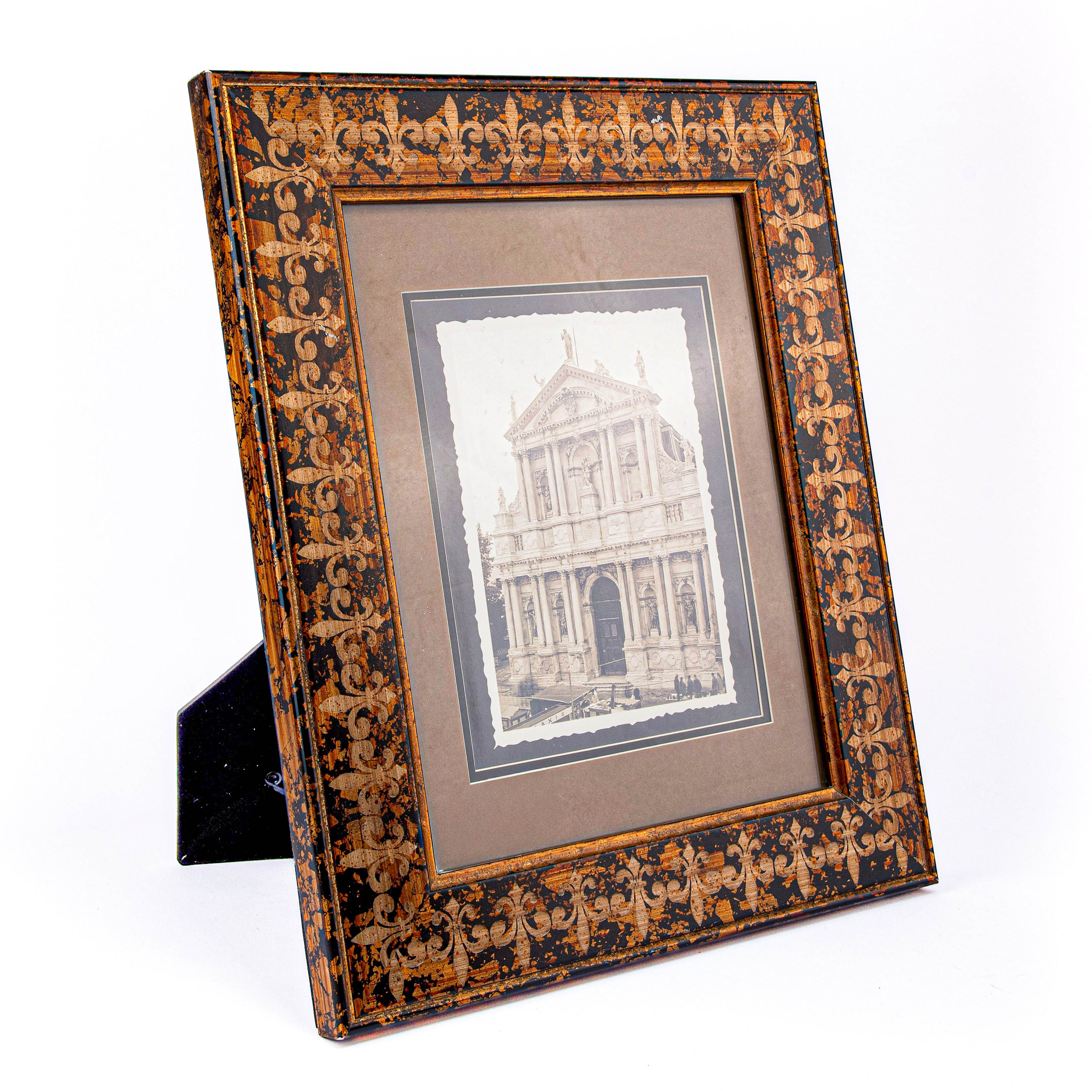 Idée Art Exclusive. Rectangular Shaped Picture Frame with Hand Carved Design. Large Size