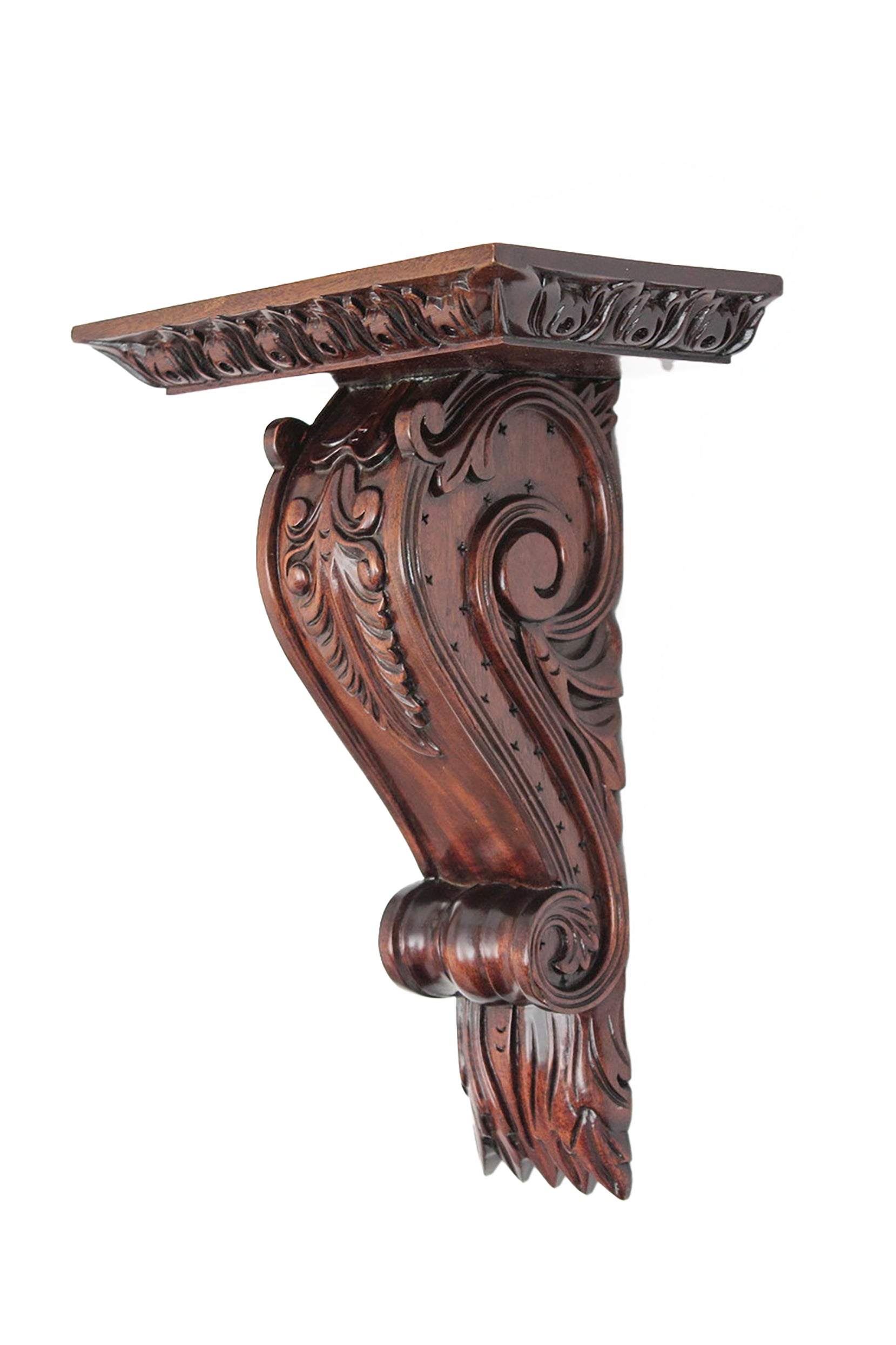 Idée Art Exclusive. Wooden Floating Shelf in Roman Vintage Design. Large Size