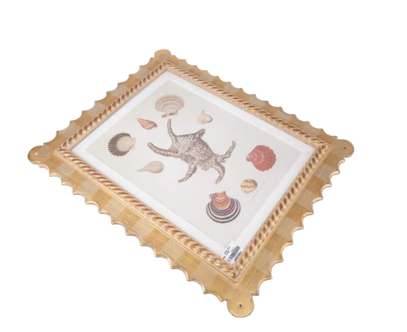 Idée Art Exclusive. Hand-painted Tableau With Wooden Frame Illustrating Sea Creatures. Large Size