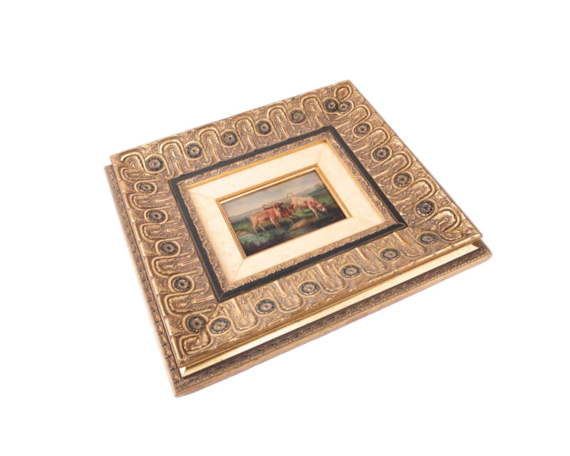 Idée Art Exclusive. Wooden Hand-painted Tableau Illustrating A Herd of Cows. Large Size