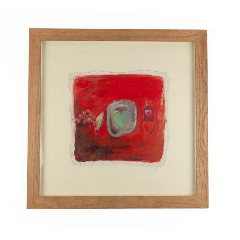 Idée Art Exclusive. Hand-painted Portrait With Wooden Frame Illustrating Fruits & Heart. Large Size