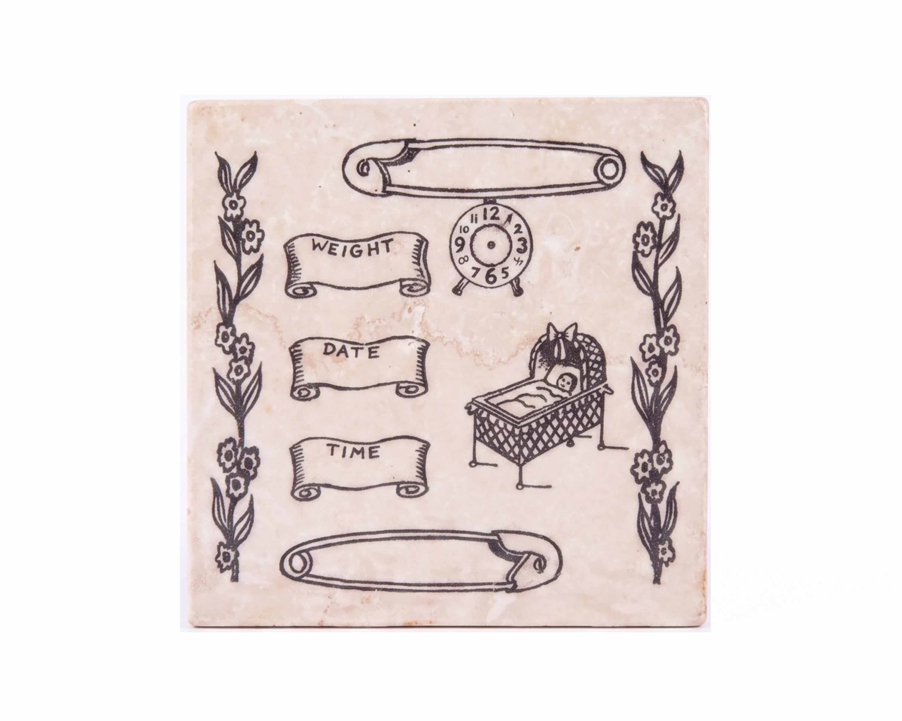 Studio Vertu. Baby Birth Tile From Natural Stone. Medium Size