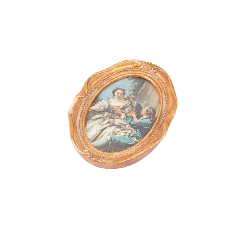 Idée Art Exclusive. Hand-painted Victorian Style Tableau Encased in A Wooden Frame. Small Size