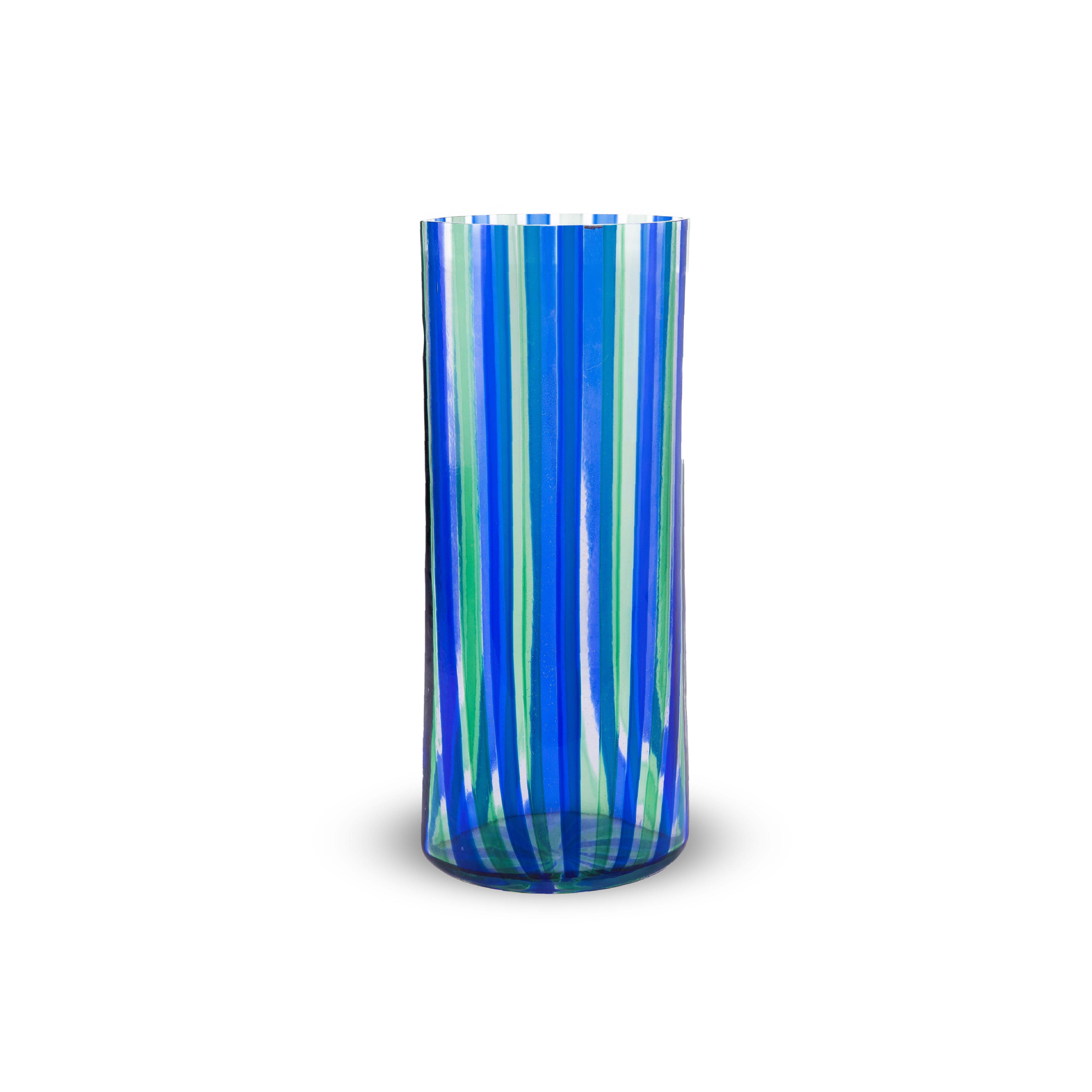 Idée Art Exclusive. Multi-Coloured Striped Glass Vase. Medium Size