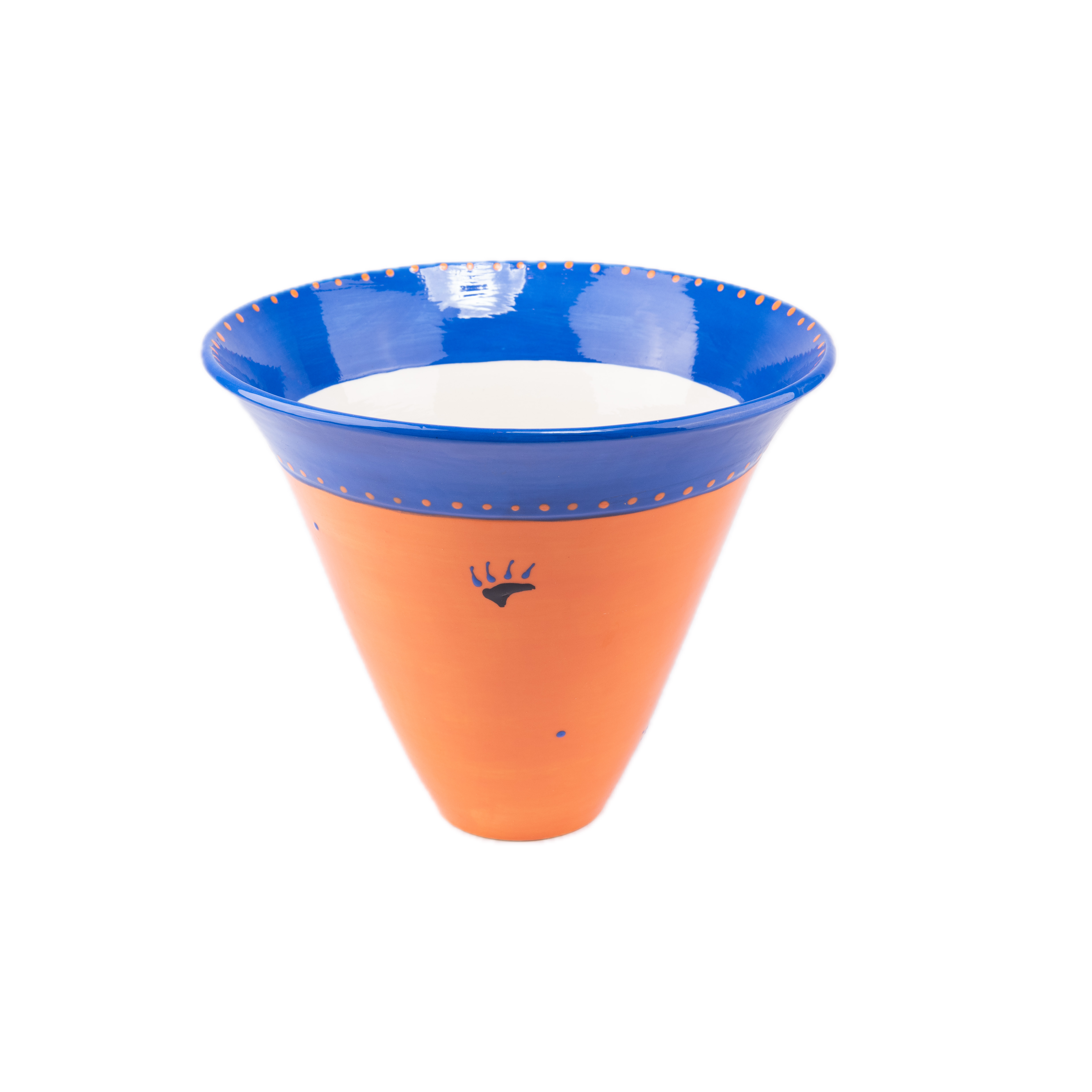 Idée Art Exclusive. Hand painted Ceramic Vase in Funnel Shape. Large Size