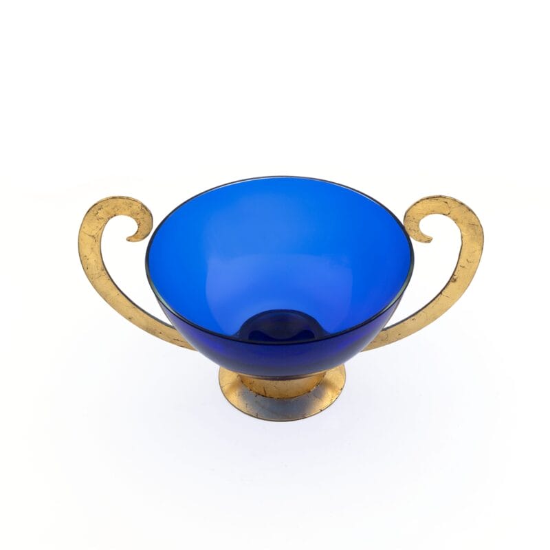 Idée Art Exclusive. Blue Glass Vase with Metallic Base. Large Size