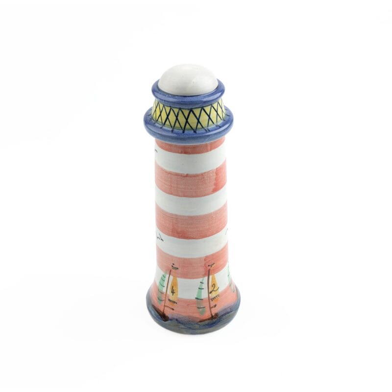 Idée Art Exclusive. Porcelain Lidded Vase with Lighthouse Design. Large Size