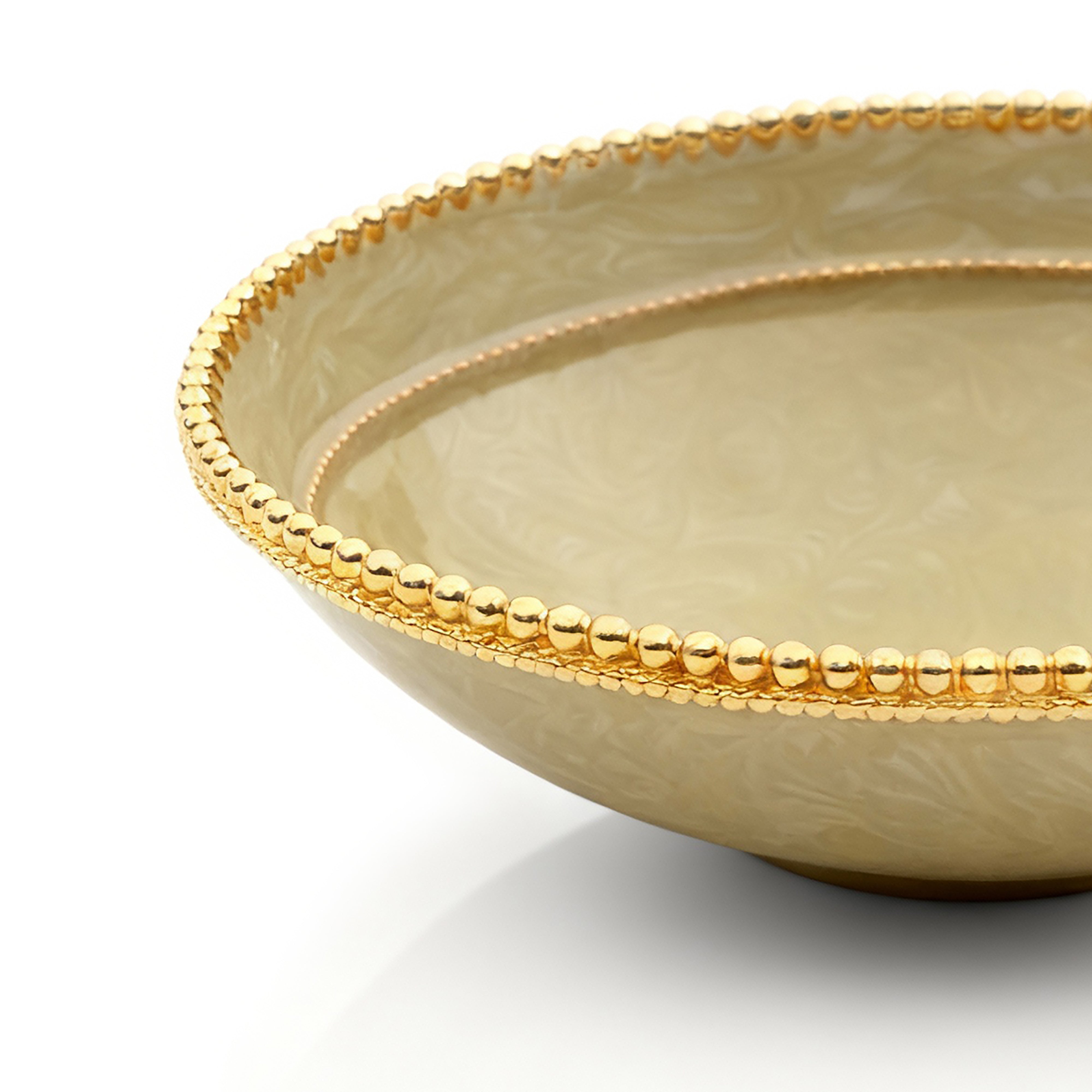 Mike + Ally. Green Soap Dish with Gold Rim. Small Size