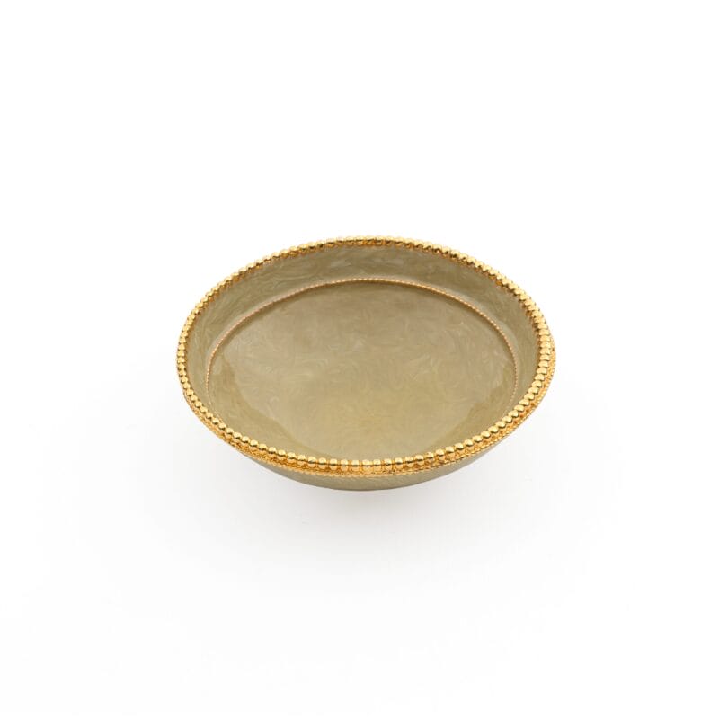 Mike + Ally. Green Soap Dish with Gold Rim. Small Size