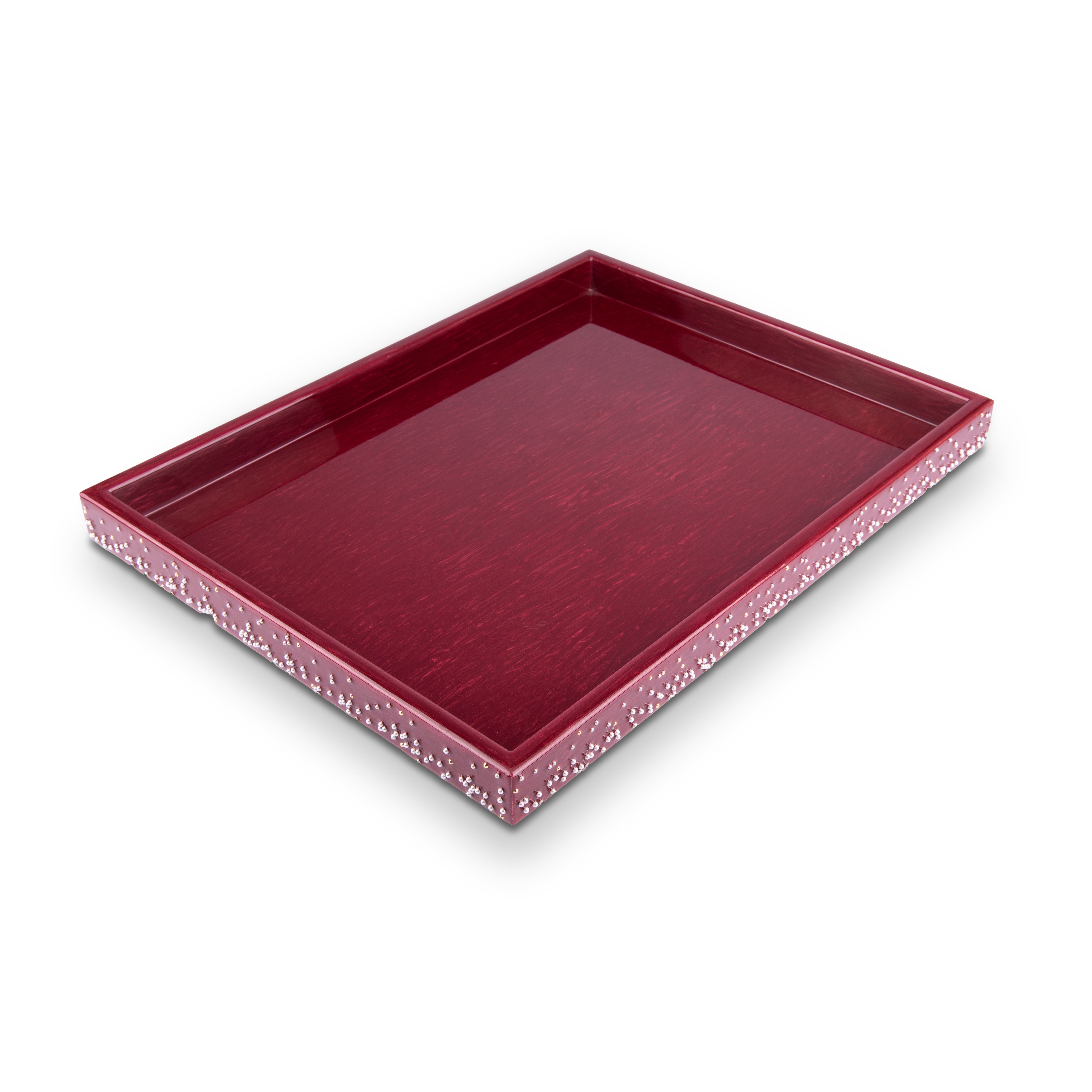 Mike + Ally. Caviar Serving Tray with Pearls in Burgundy