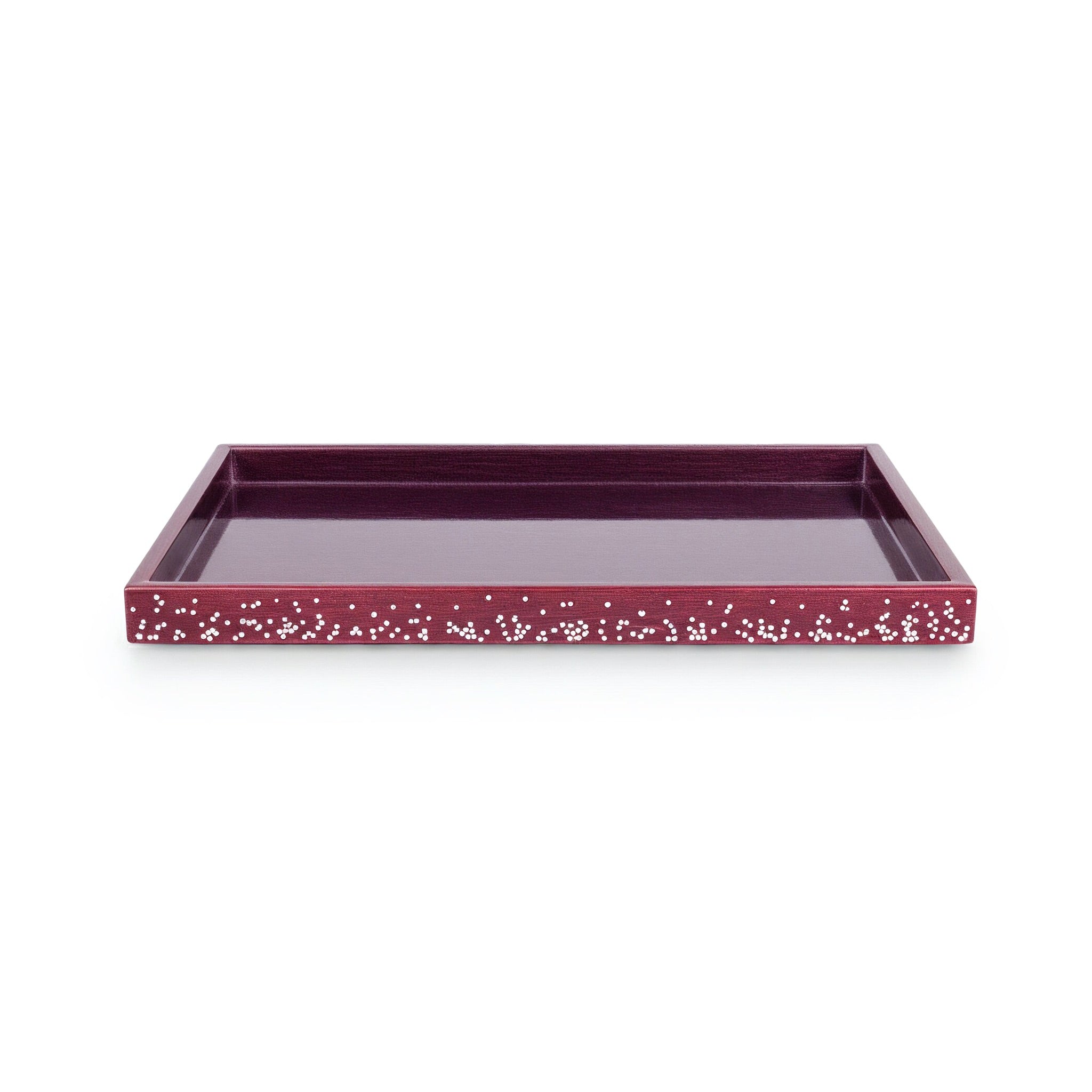 Mike + Ally. Caviar Serving Tray with Pearls in Burgundy