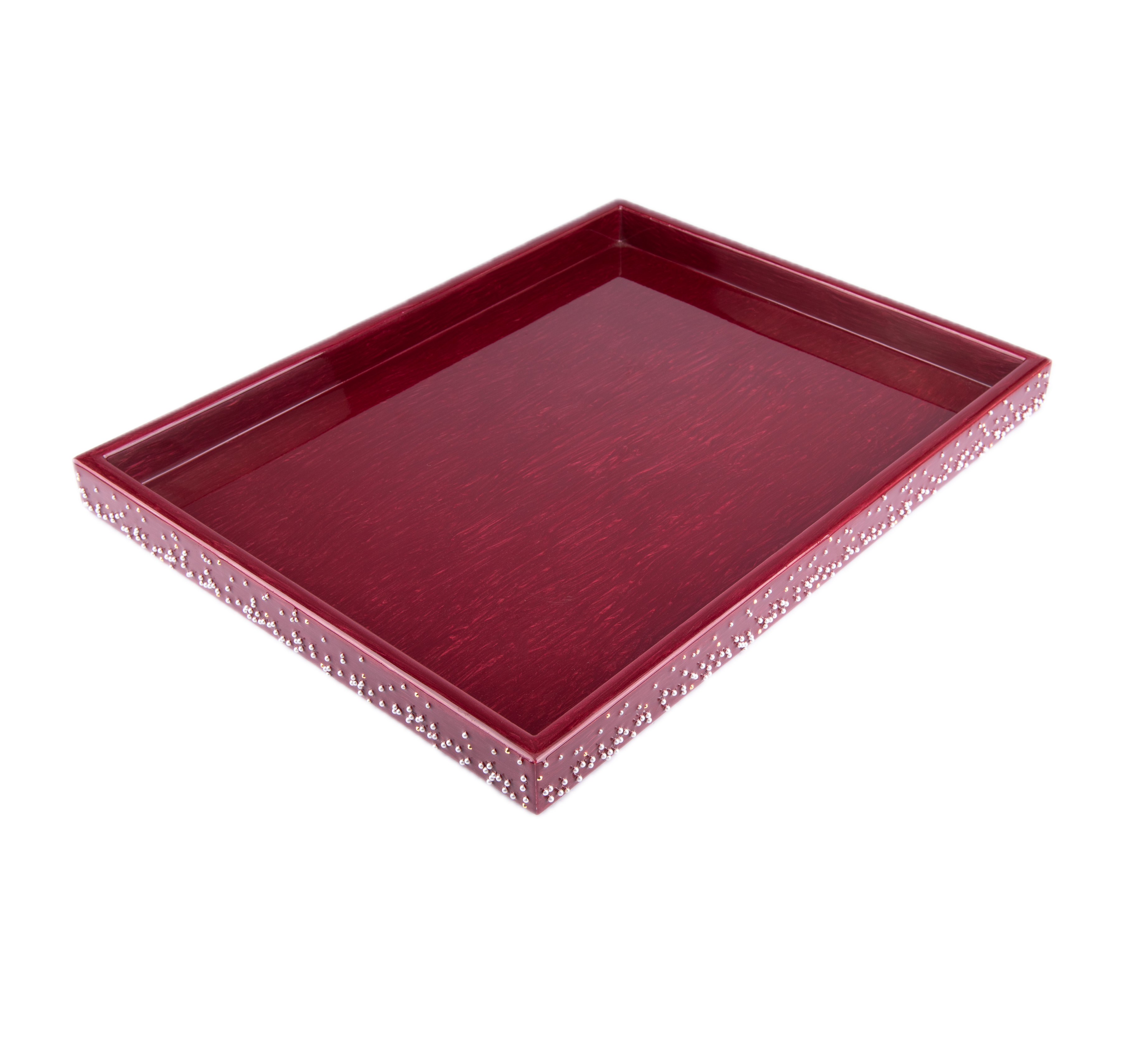 Mike + Ally. Caviar Serving Tray with Pearls in Burgundy