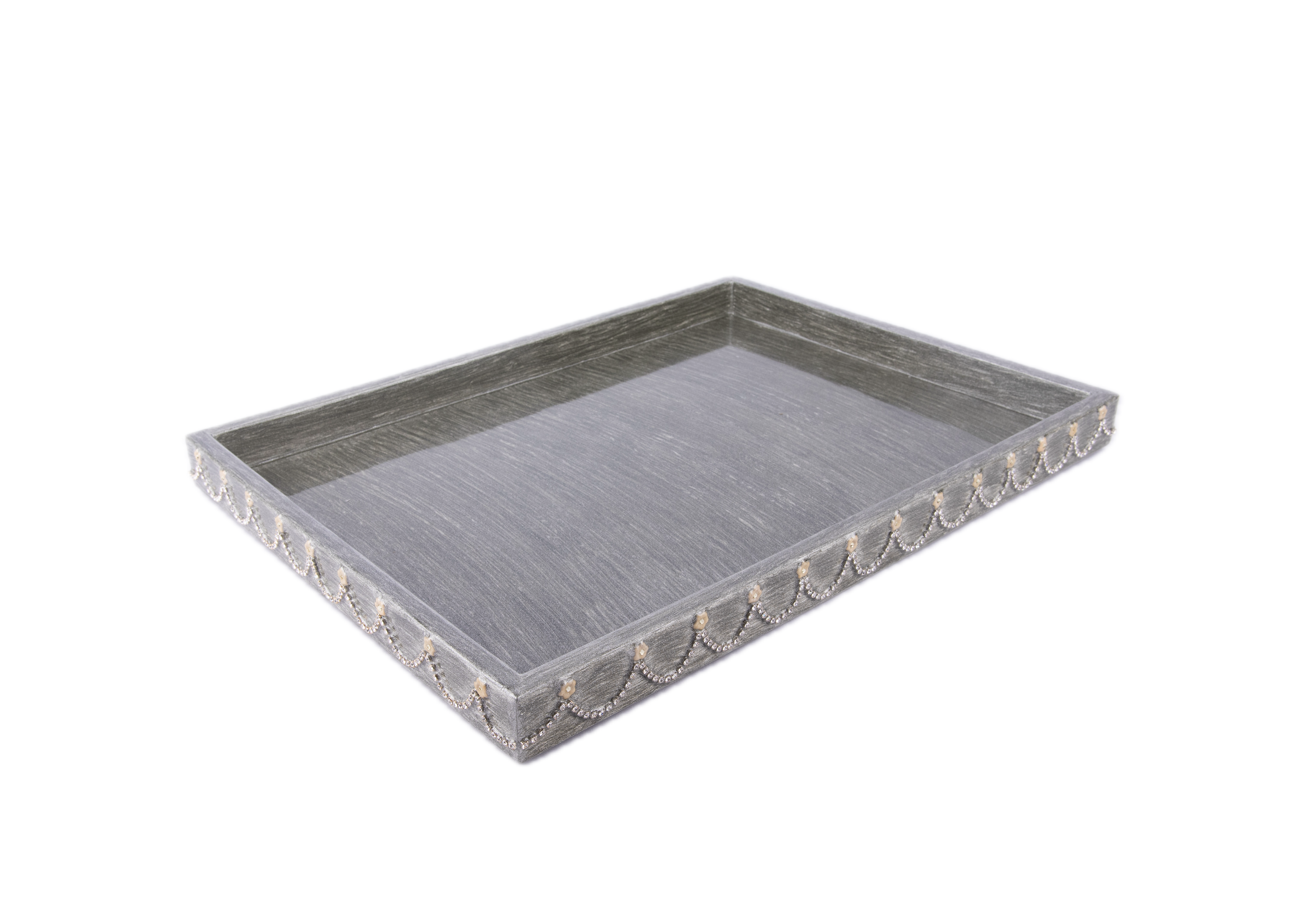 Mike + Ally. Grey Serving Tray with Austrian Crystals
