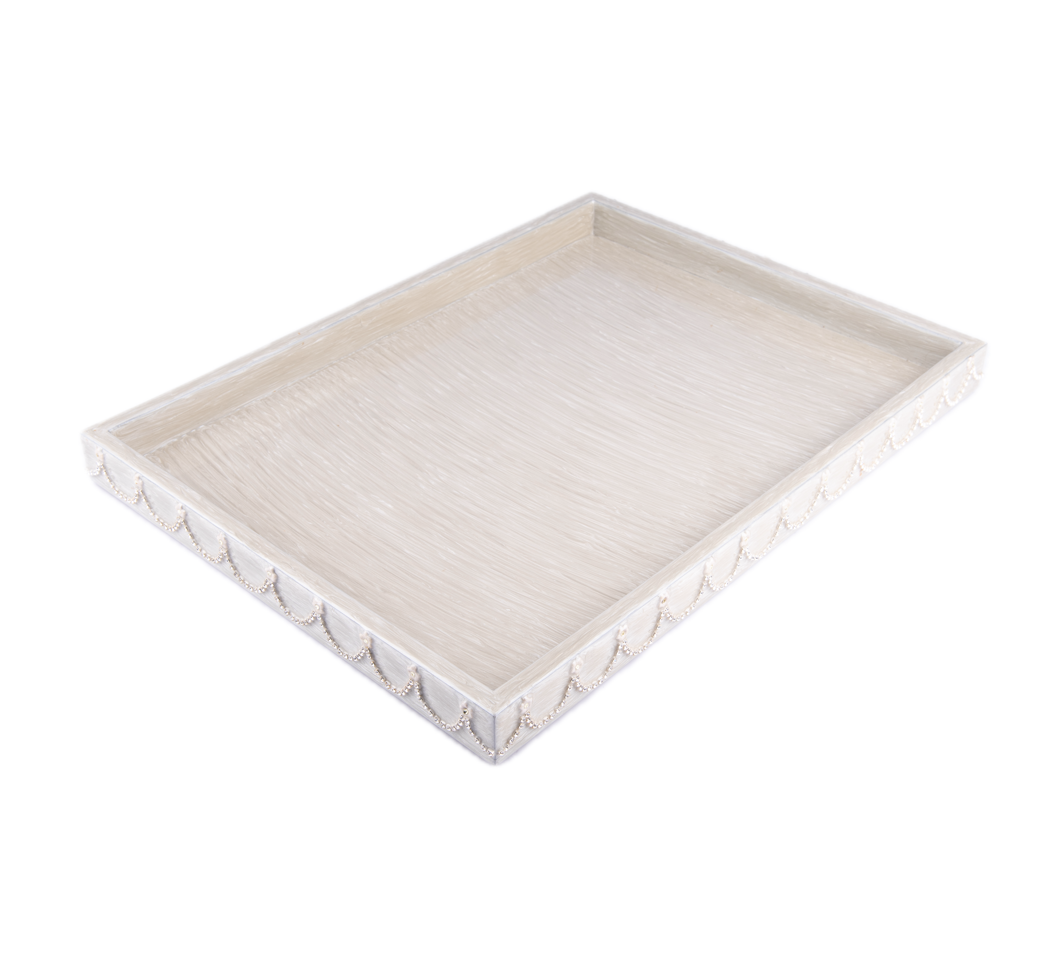 Mike + Ally.Silver Serving Tray Studded with Swarovski. Large Size