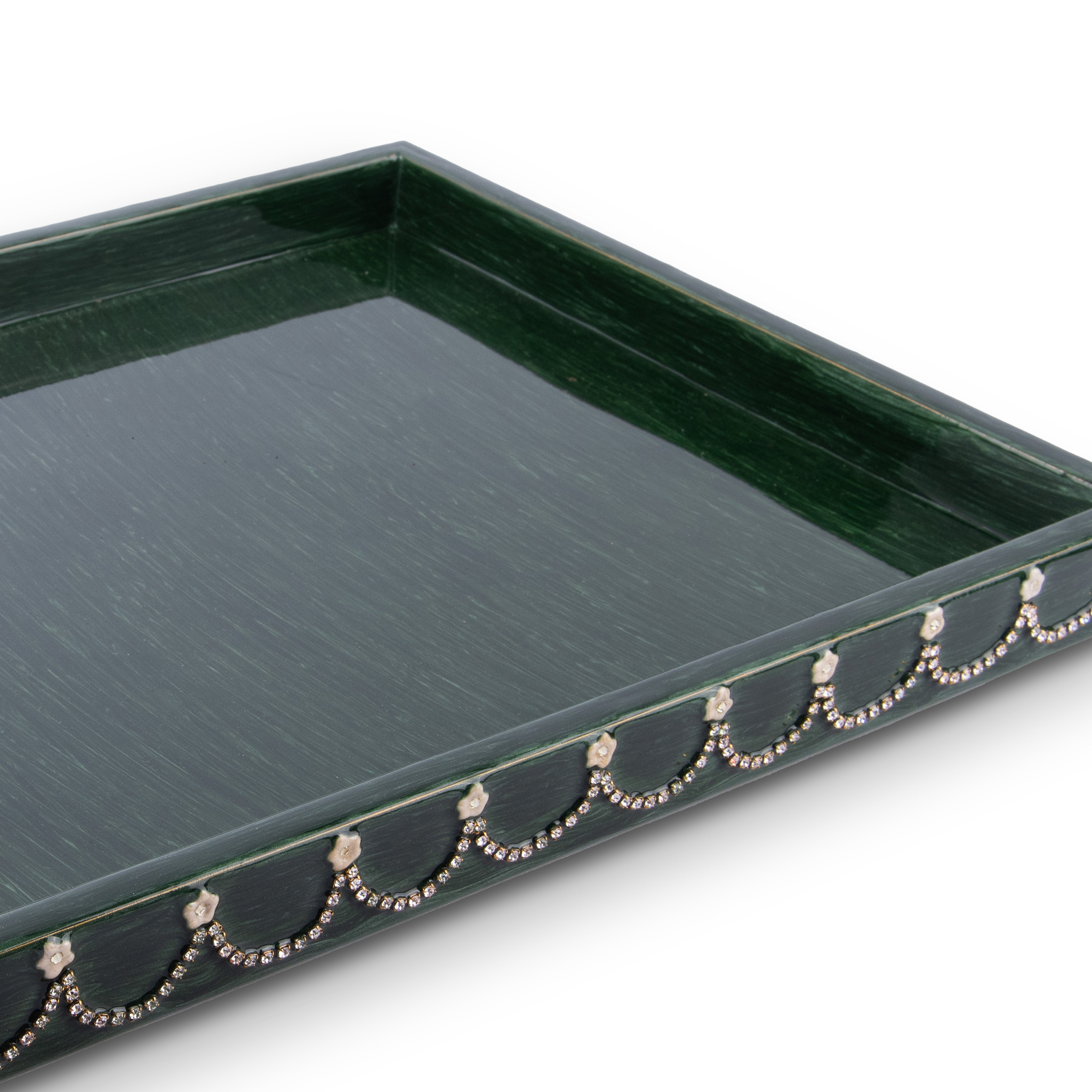 Mike + Ally. Green Serving Tray Studded with Swarovski. Large Size