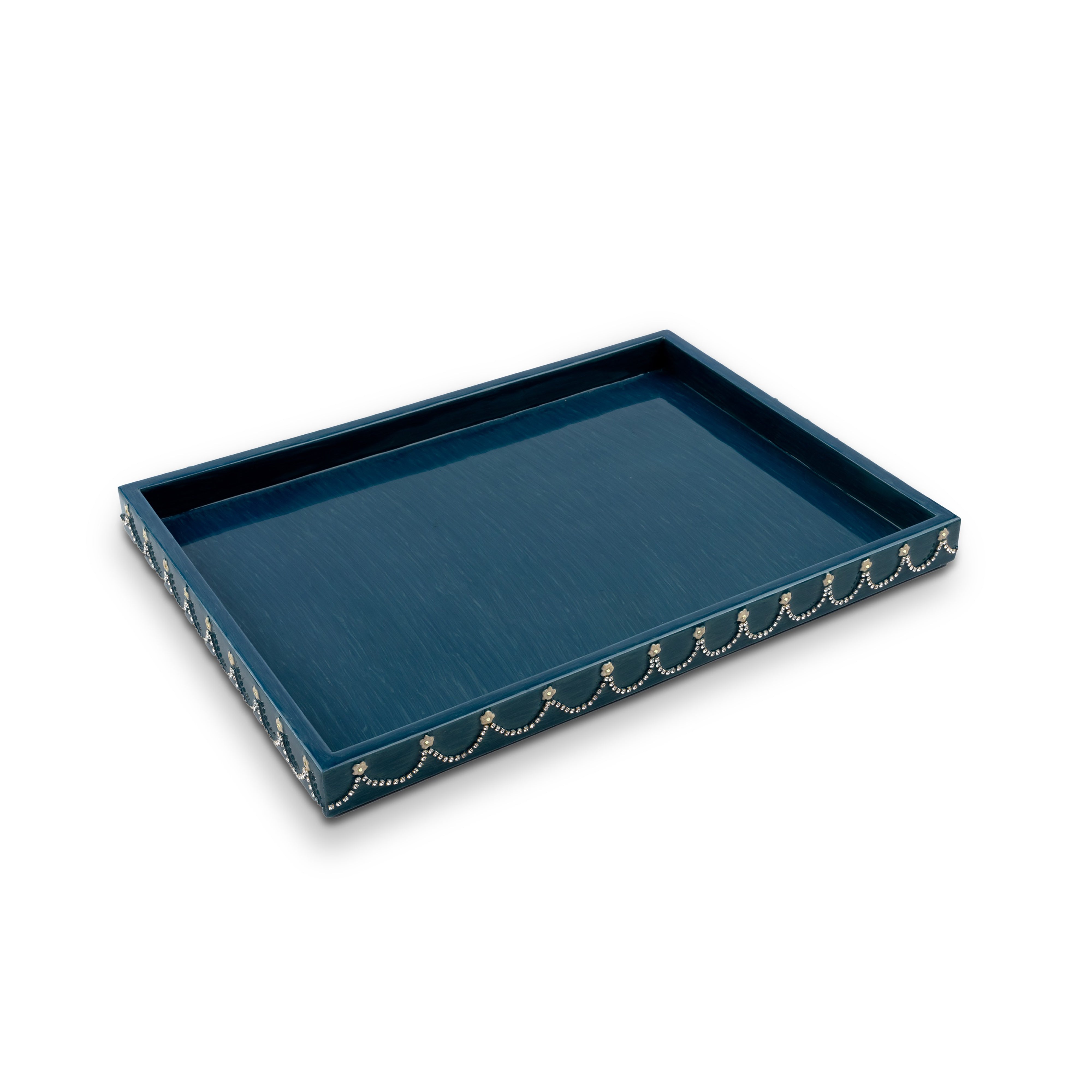Mike + Ally. Blue Serving Tray Studded with Swarovski. Large Size