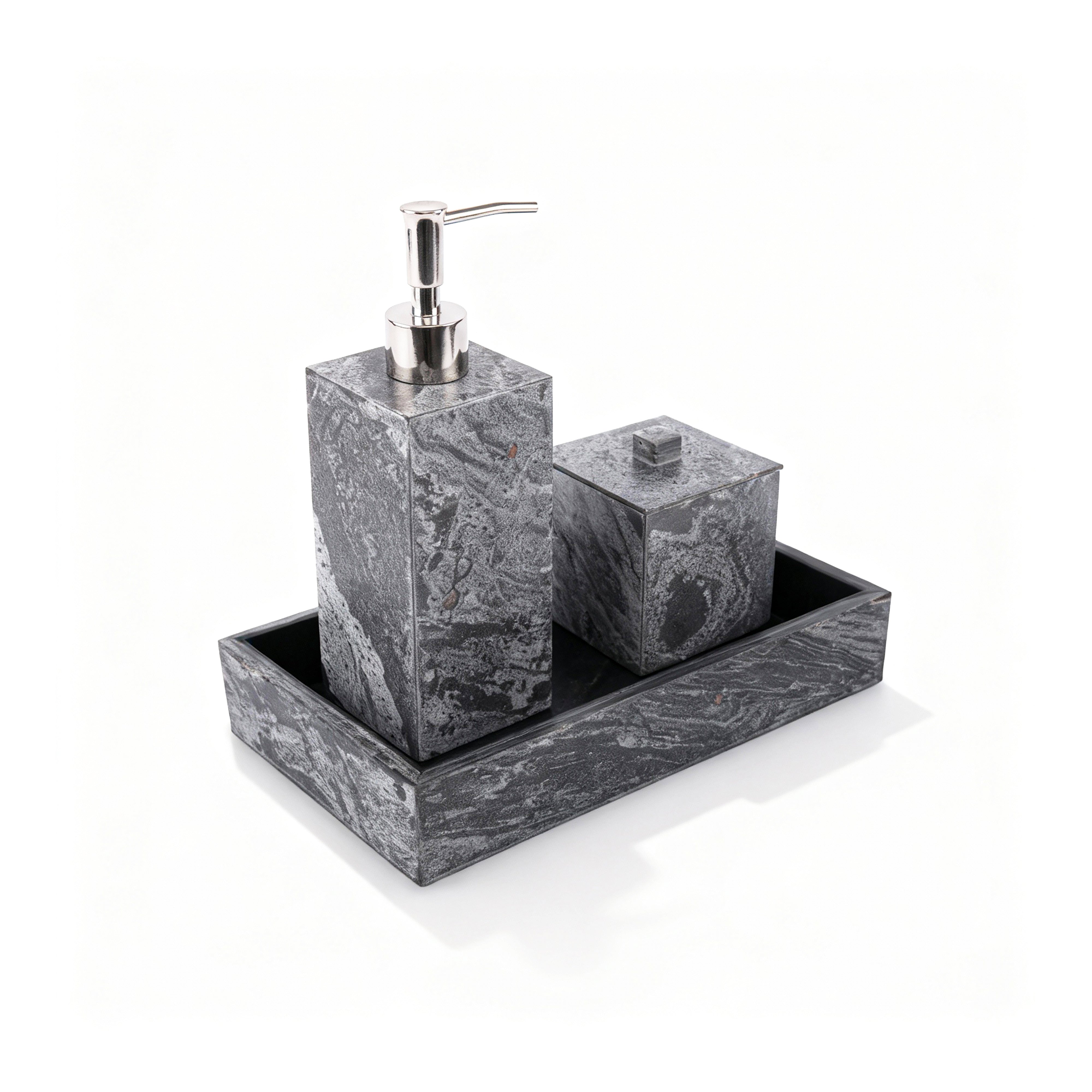 Mike + Ally. Grey Bathroom Accessories Set.