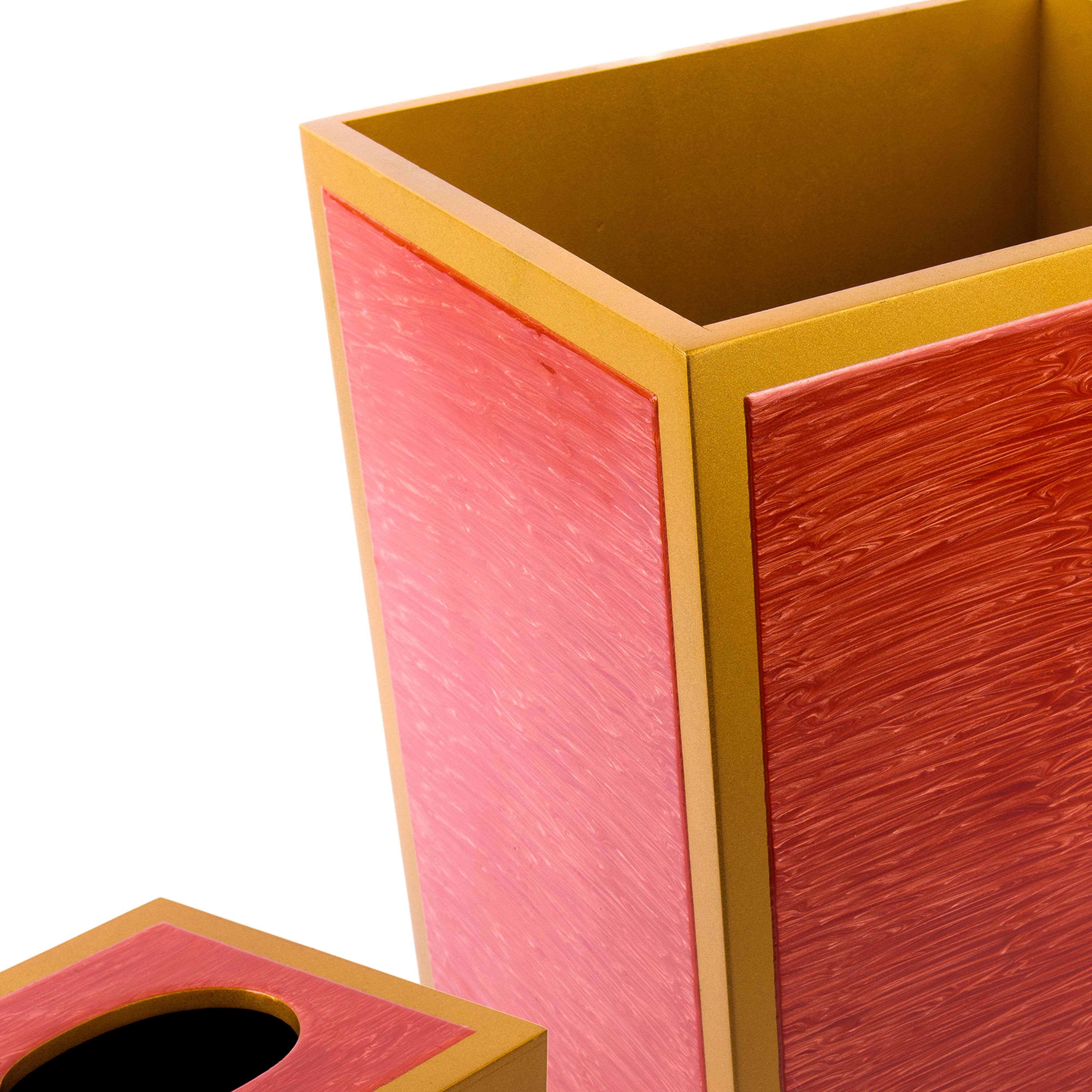 Mike + Ally. A Set of Wooden Wastebasket & Tissue Box