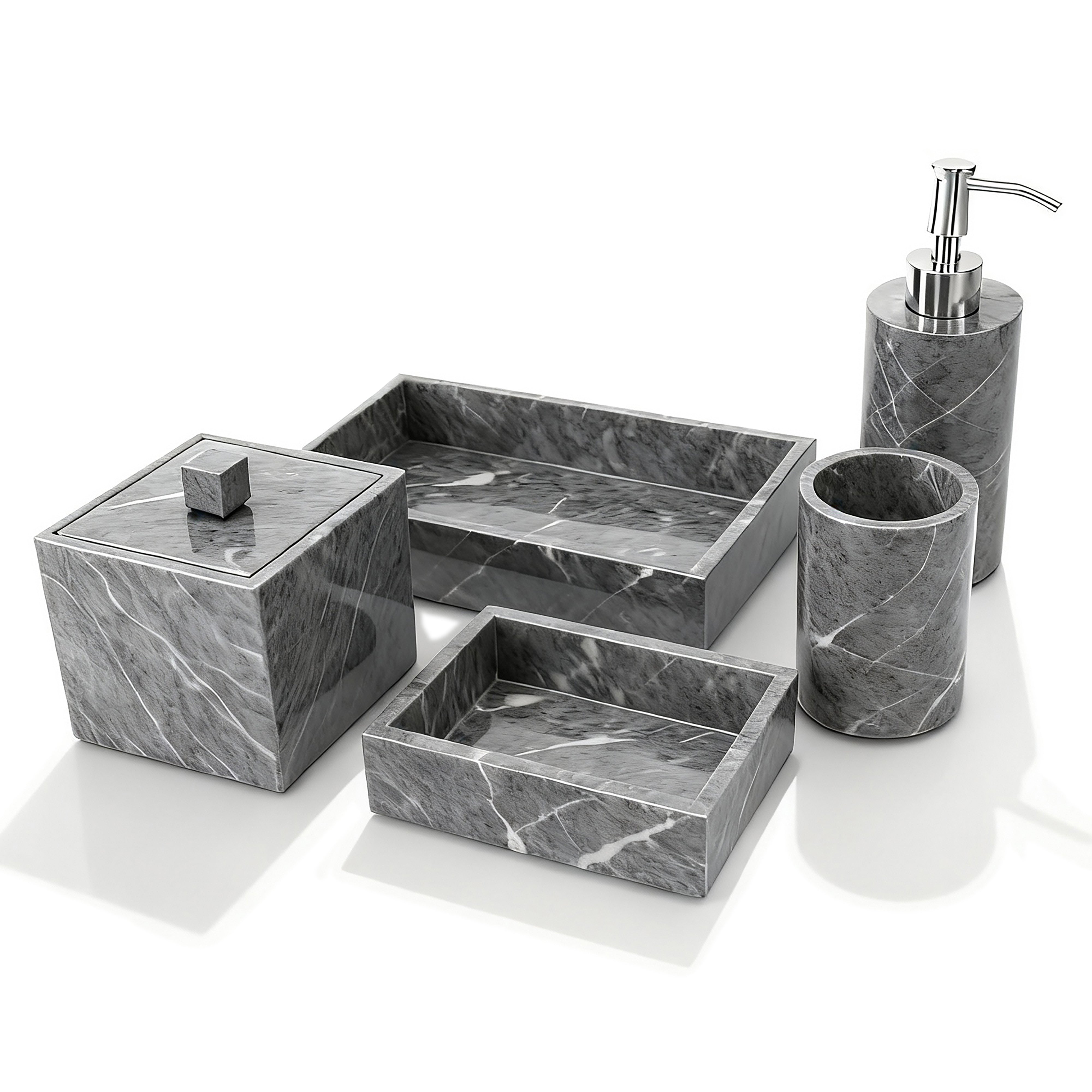 Mike + Ally. Grey Bathroom Accessories Set.