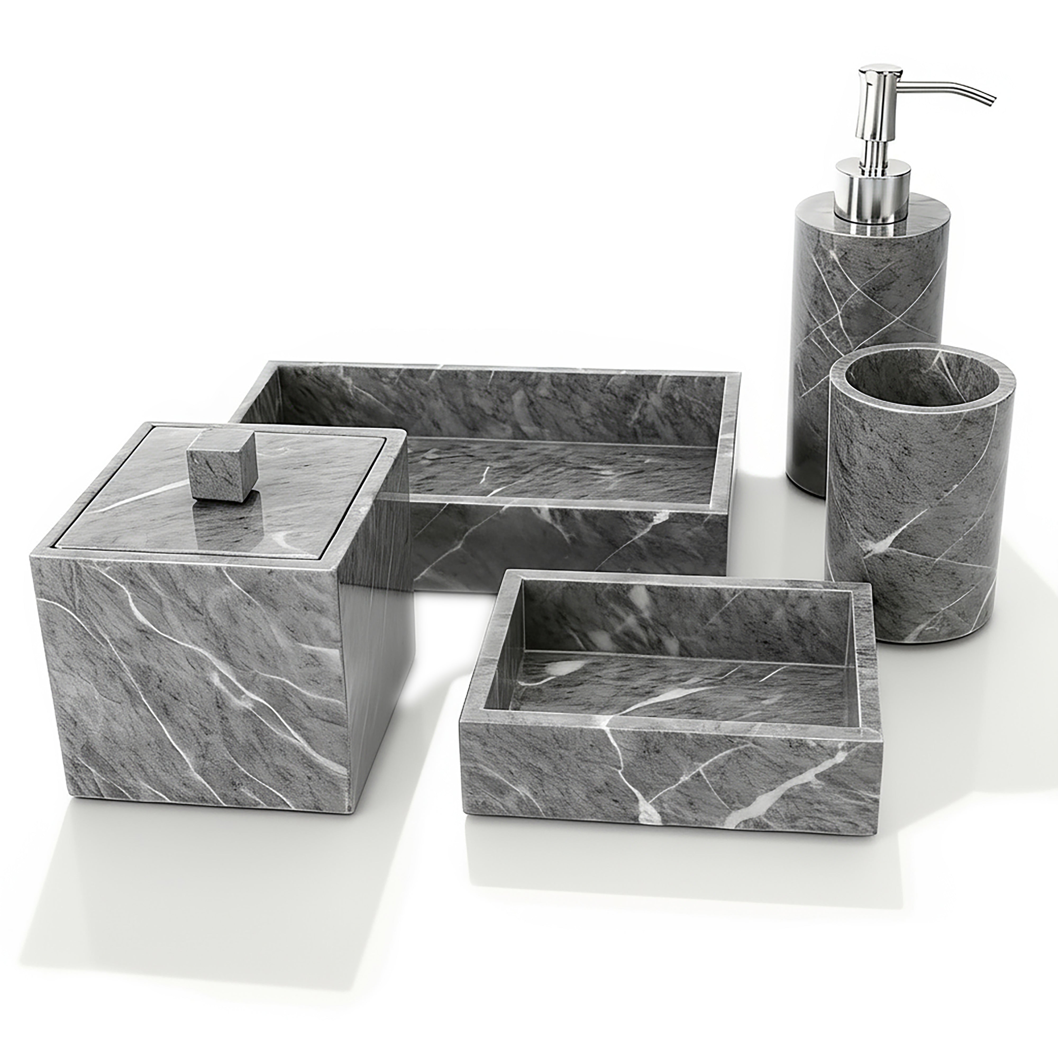 Mike + Ally. Grey Bathroom Accessories Set.