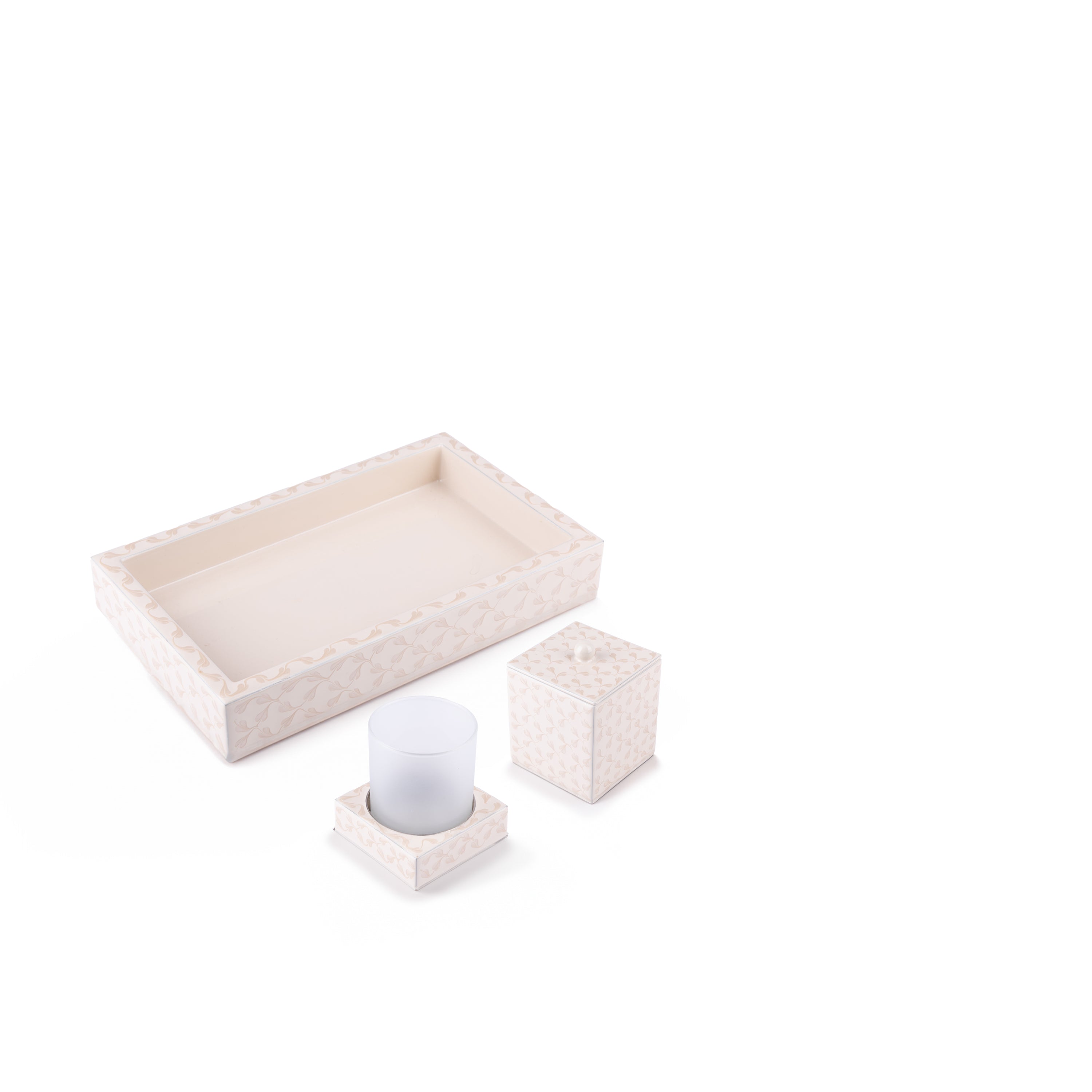 Mike + Ally. Beige Bathroom Accessories Set.