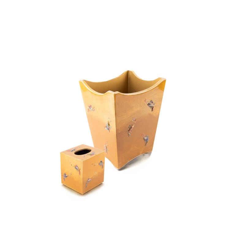 Mike + Ally. A set of Amber Wastebasket & Tissue Box
