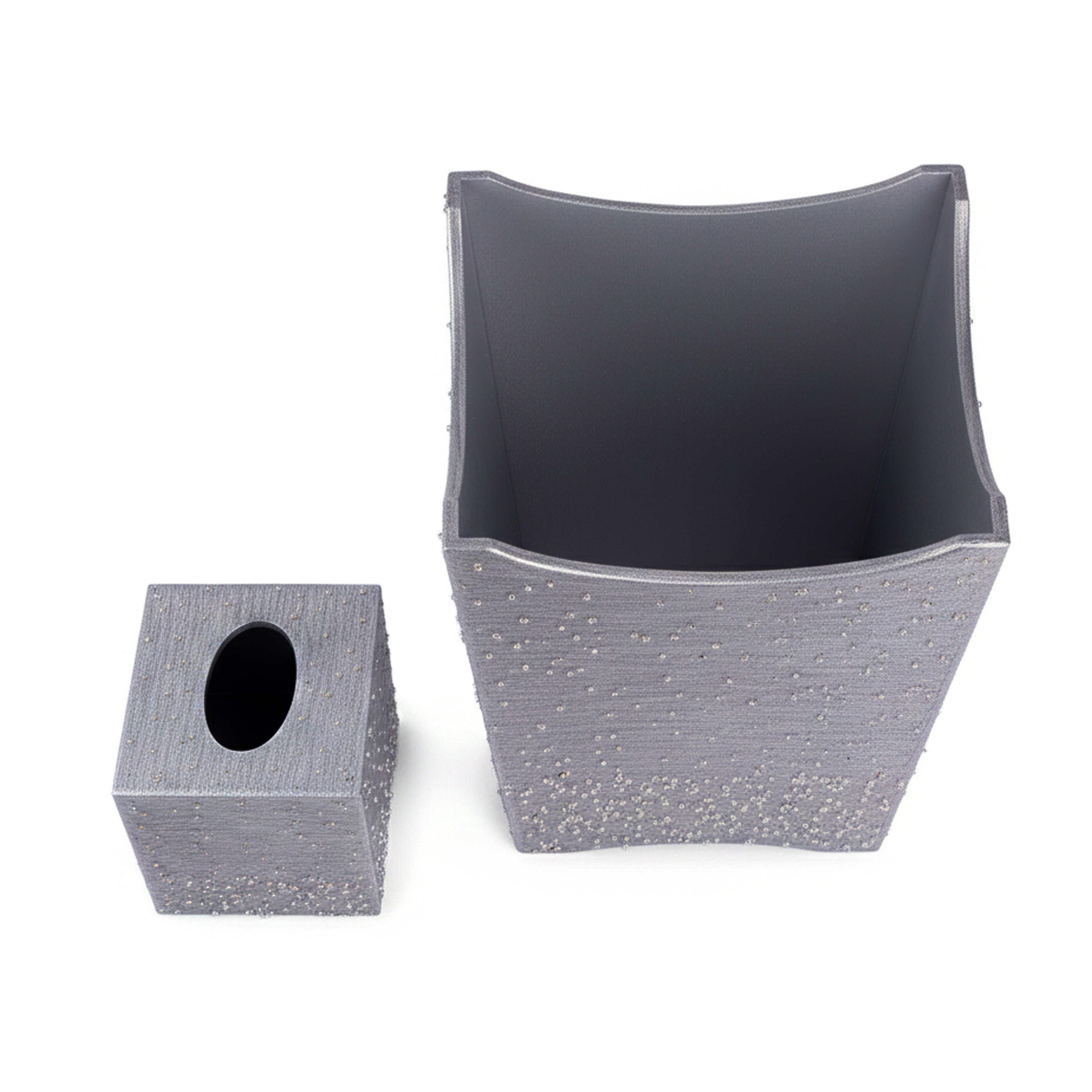 Mike + Ally. Caviar Set of Wastebasket & Tissue Box