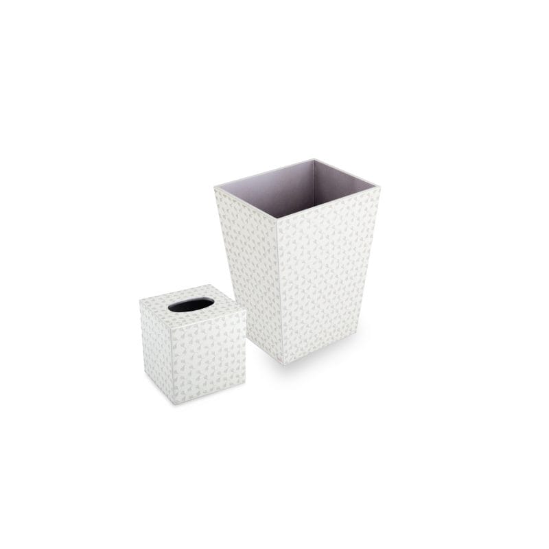 Mike + Ally. A Set of Patterned Wastebasket & Tissue Box
