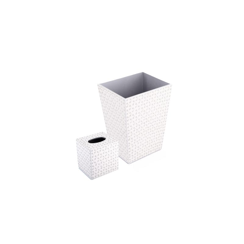 Mike + Ally. A Set of Patterned Wastebasket & Tissue Box